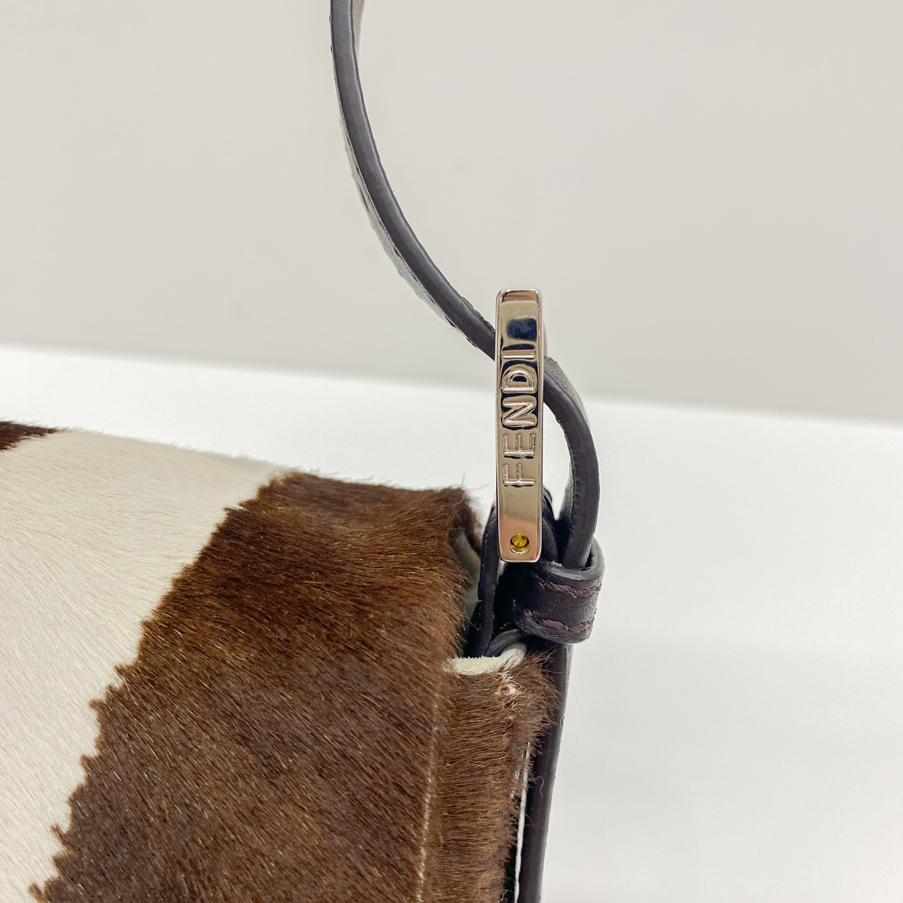 Baguette Brown Zebra Print Pony Hair Shoulder Bag