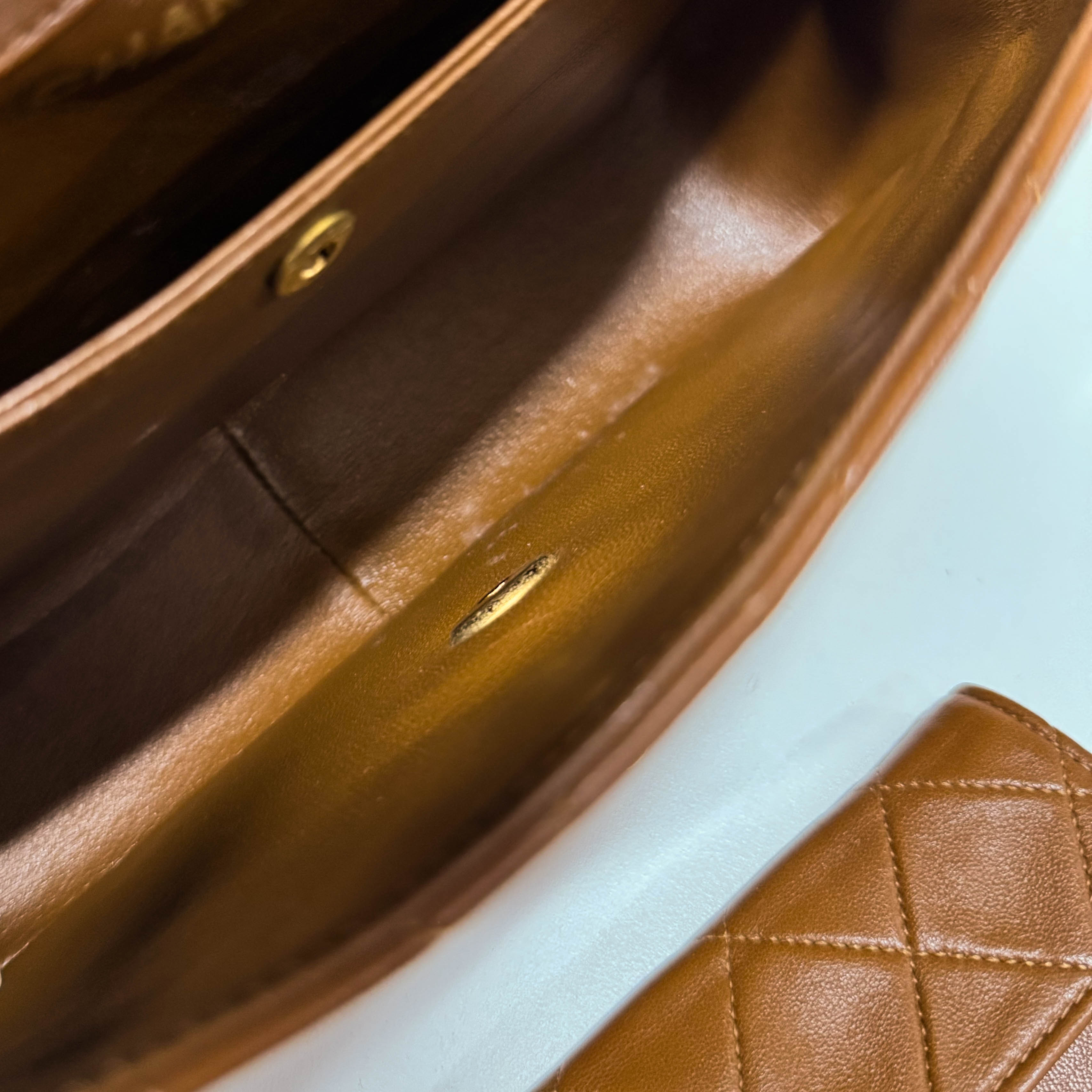 Timeless Classic Matelassé Brown Leather Shoulder Bag