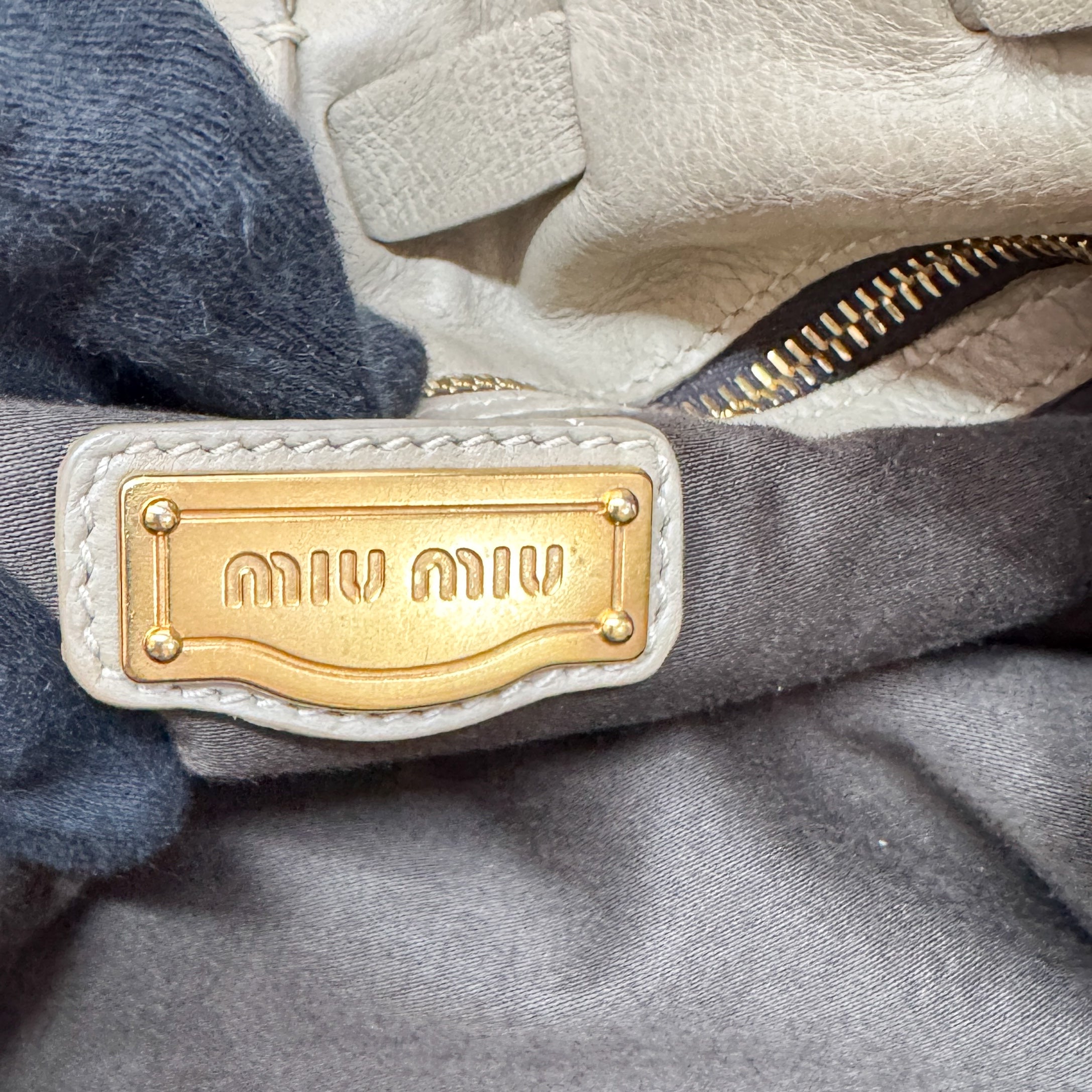 Vintage Beige Leather Shoulder Bag