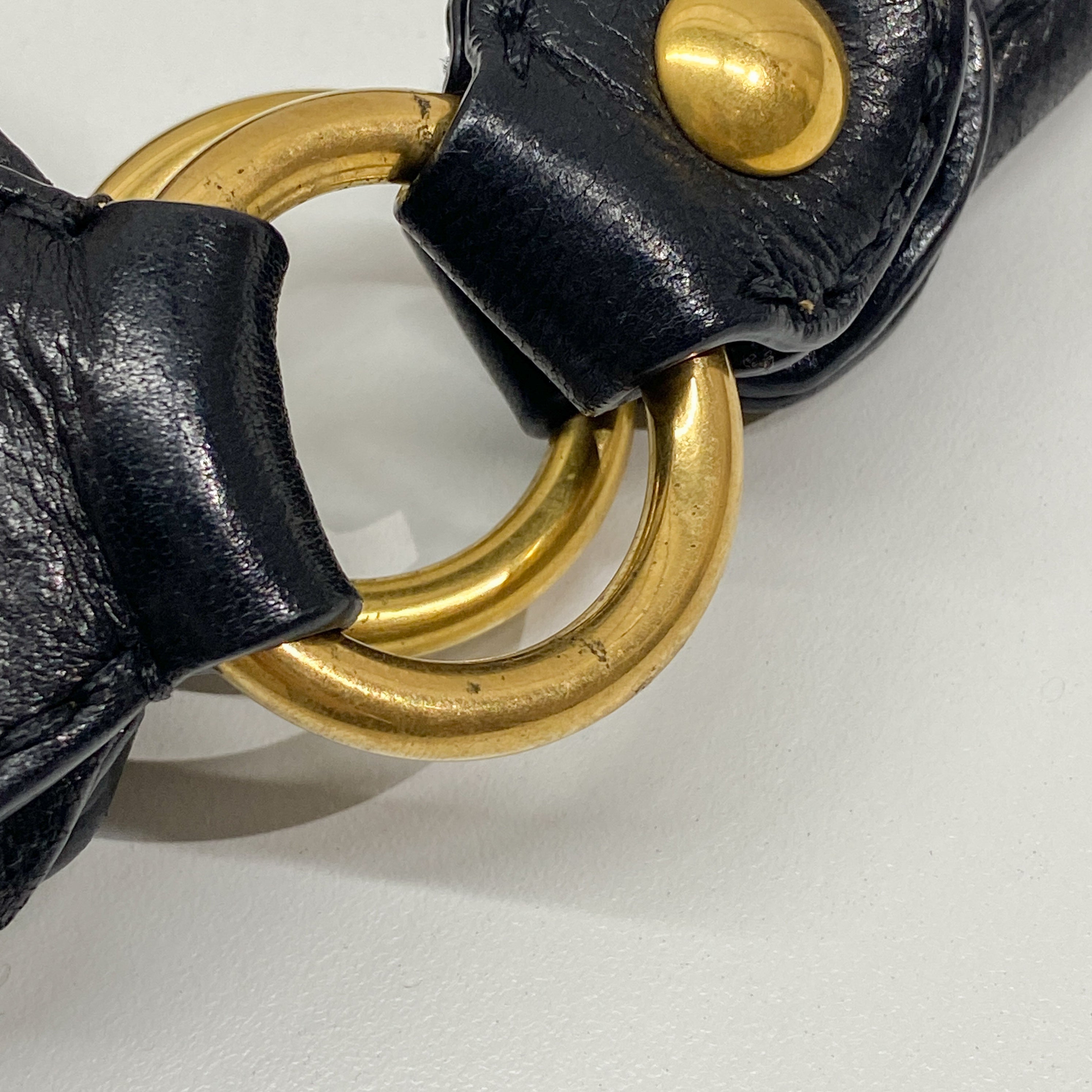 Vintage Black Gold Studded Leather Bag