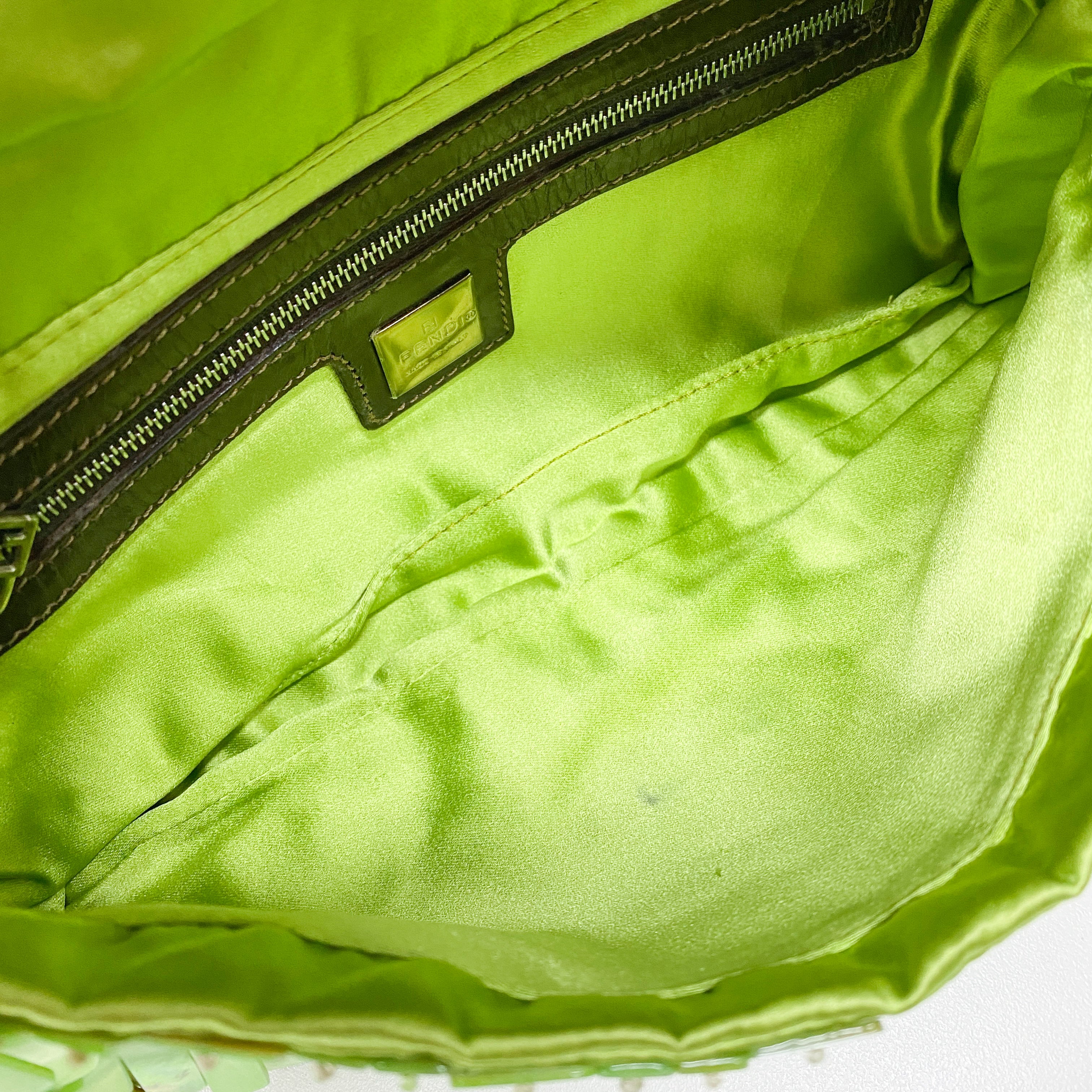 Limited Edition Baguette Mother Of Pearl Green Satin Shoulder Bag