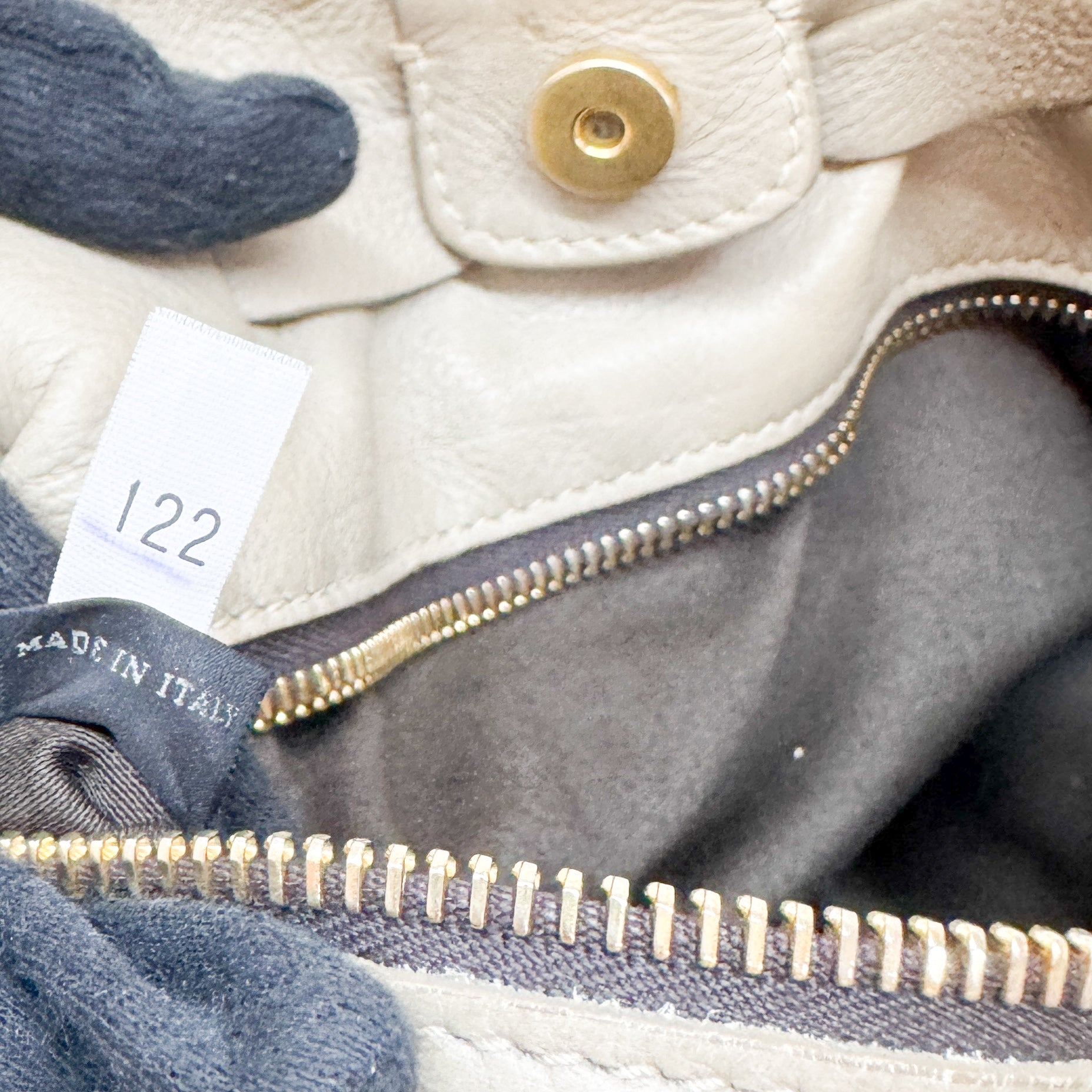 Vintage Beige Leather Shoulder Bag