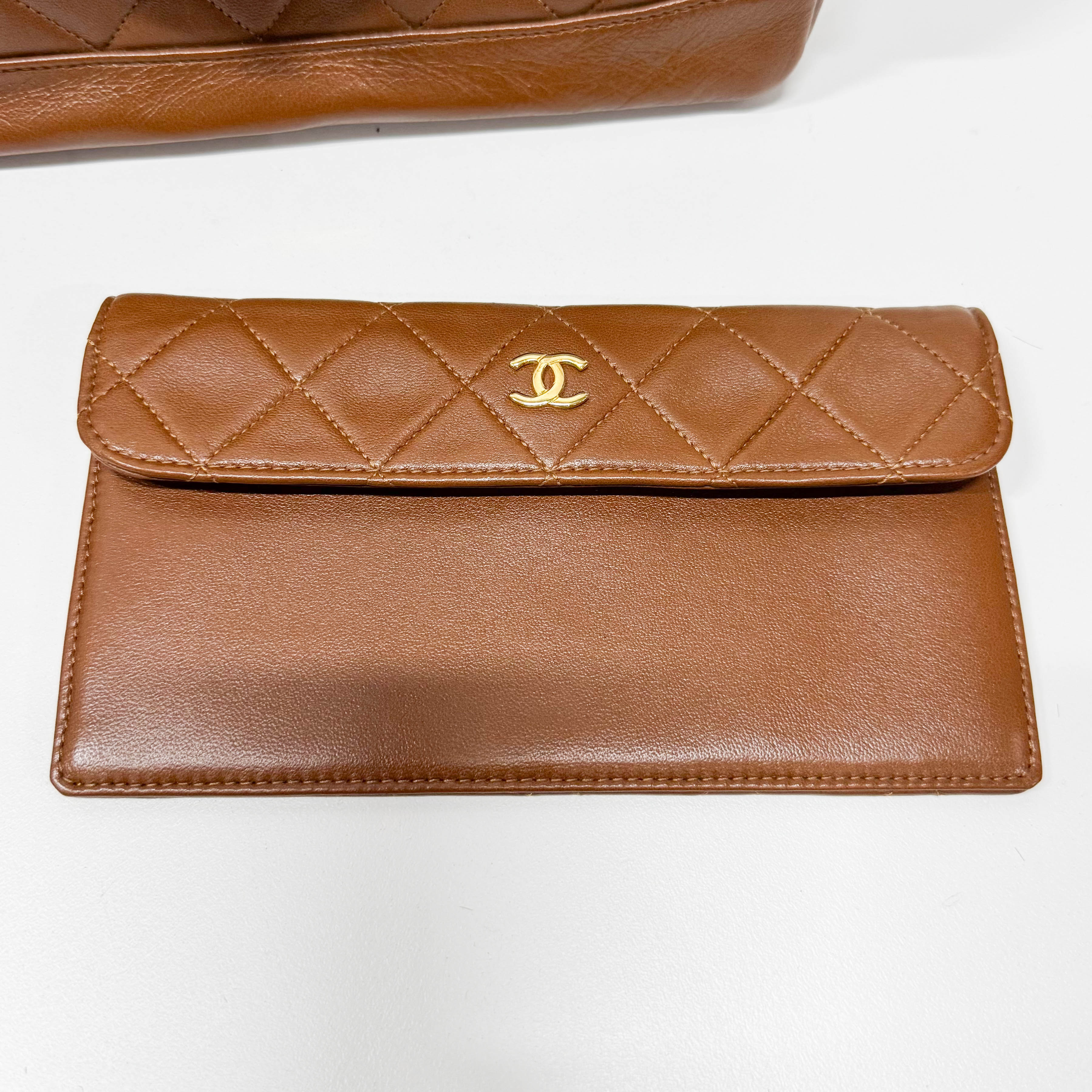 Timeless Classic Matelassé Brown Leather Shoulder Bag