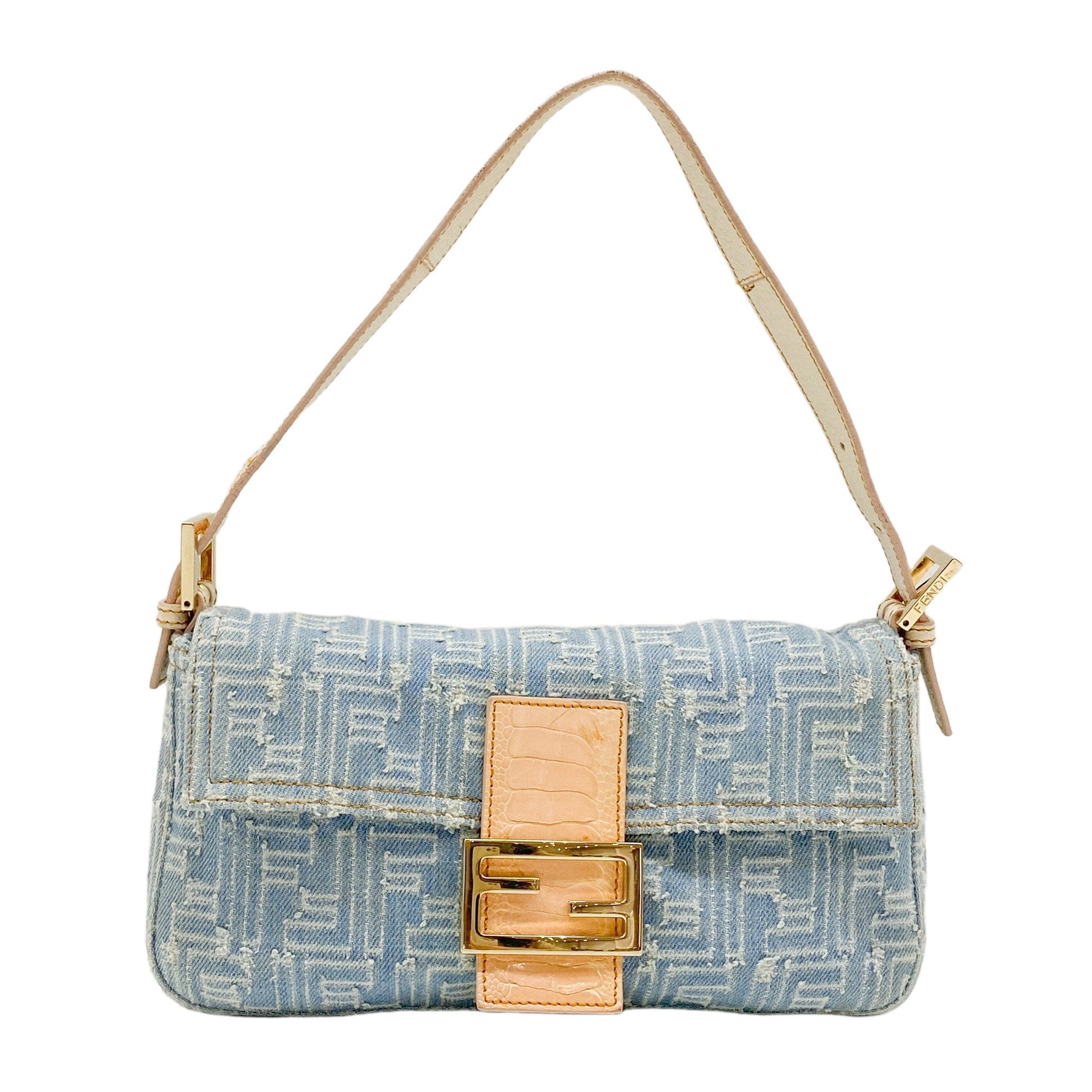 Baguette Blue Denim Shoulder Bag