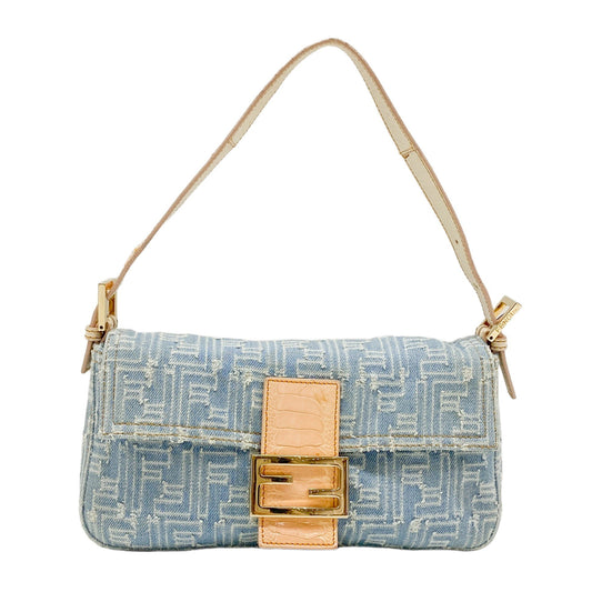 Baguette Blue Denim Shoulder Bag