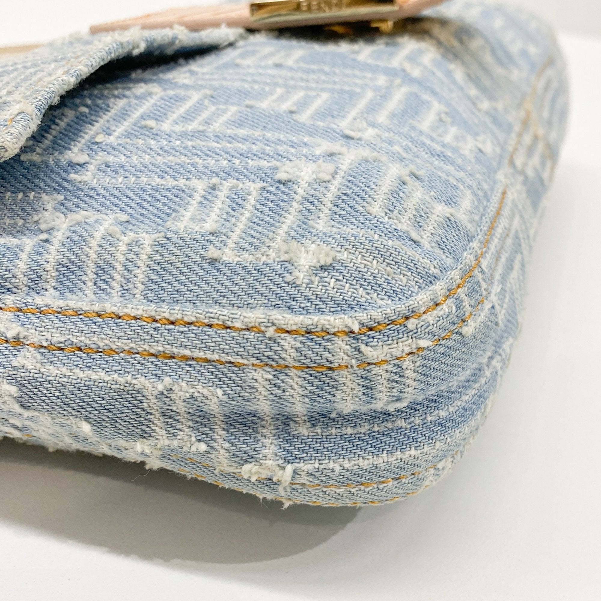 Baguette Blue Denim Shoulder Bag