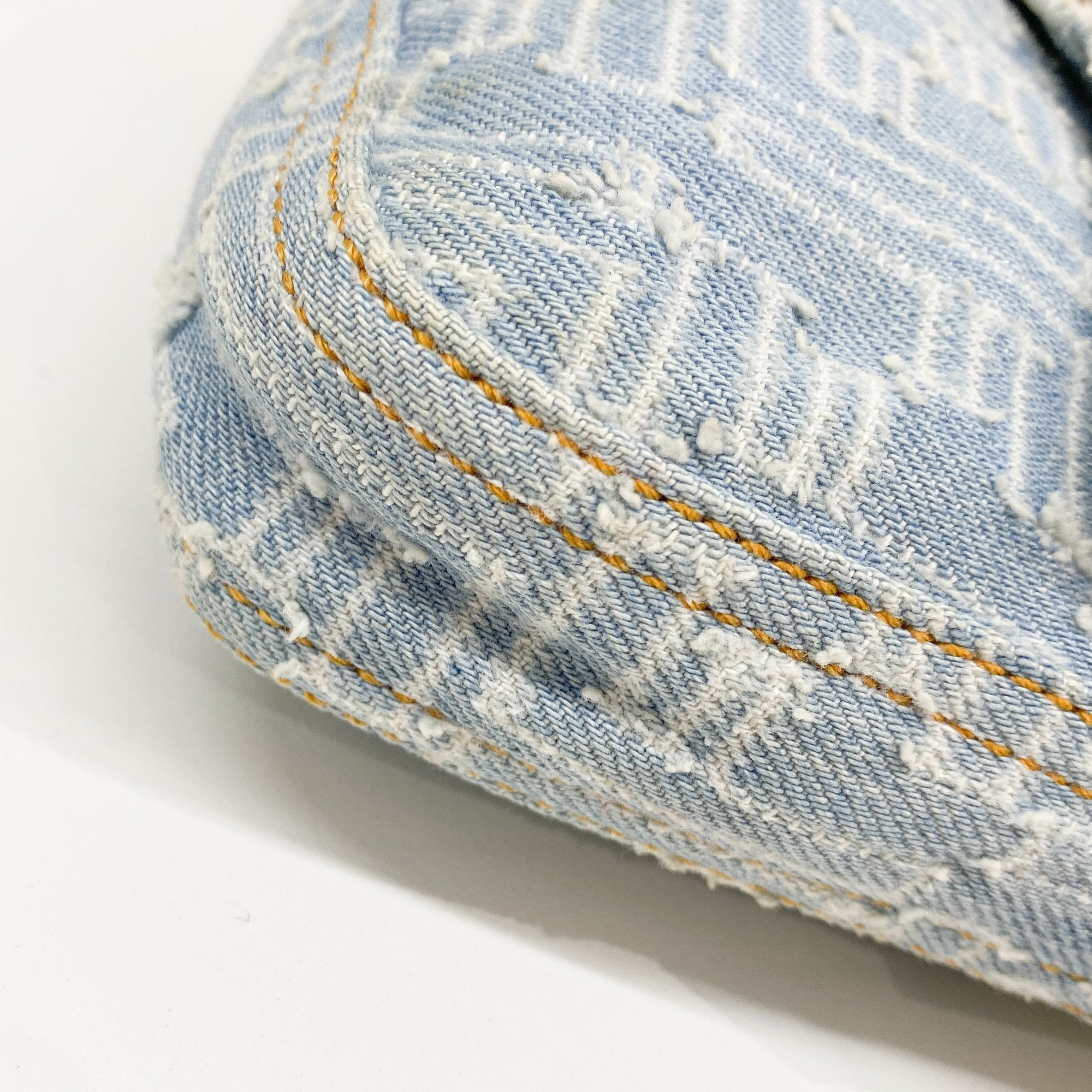 Baguette Blue Denim Shoulder Bag