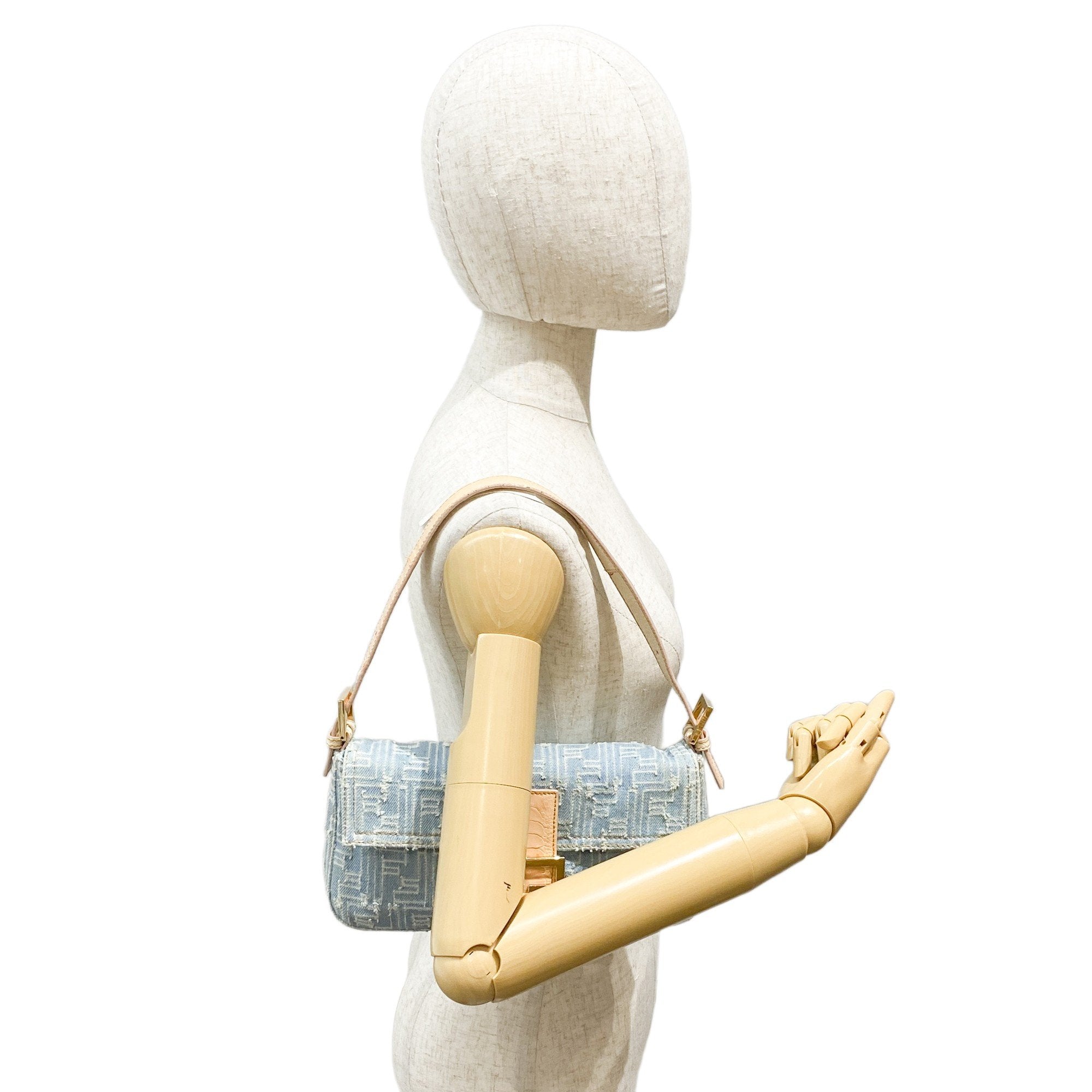 Baguette Blue Denim Shoulder Bag