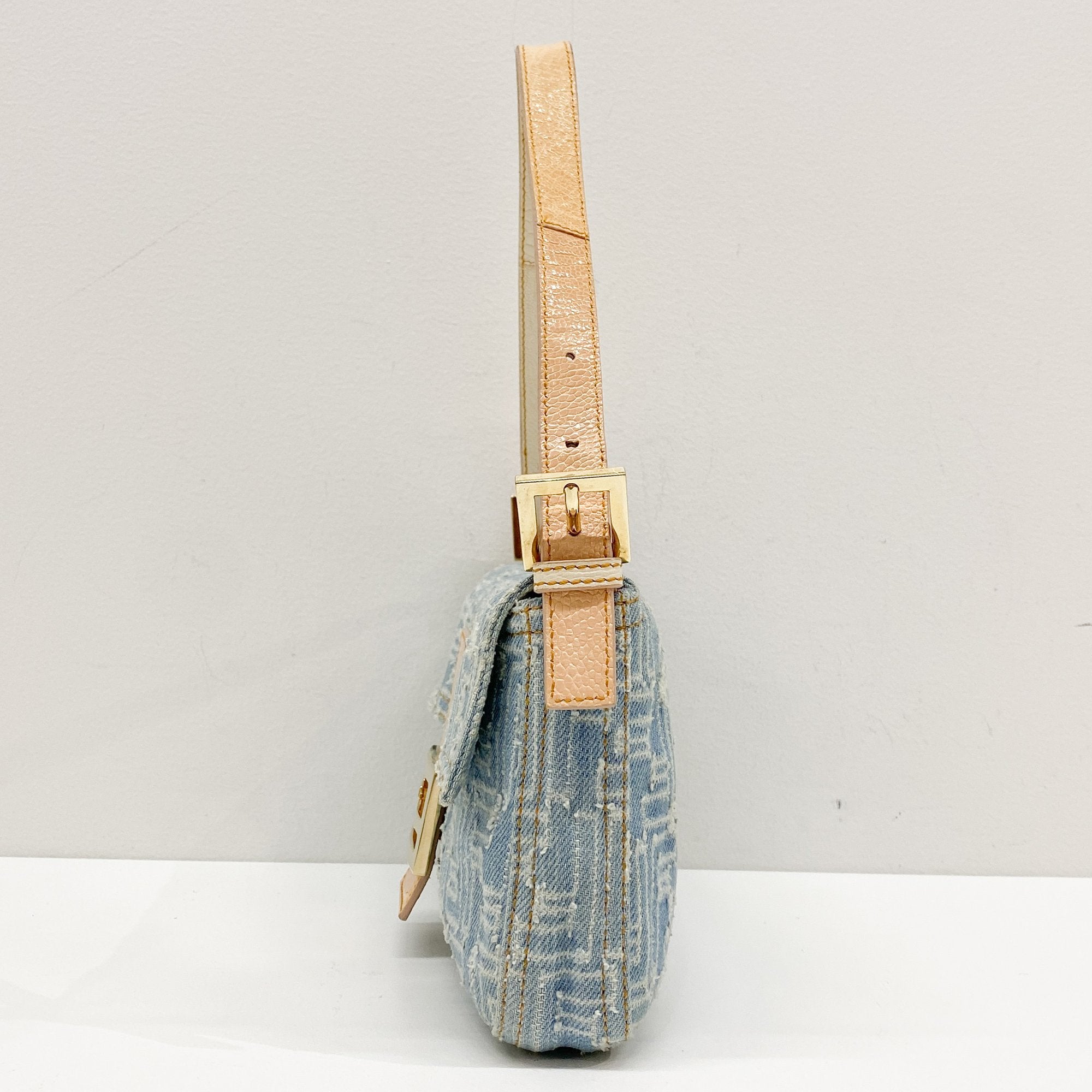 Baguette Blue Denim Shoulder Bag