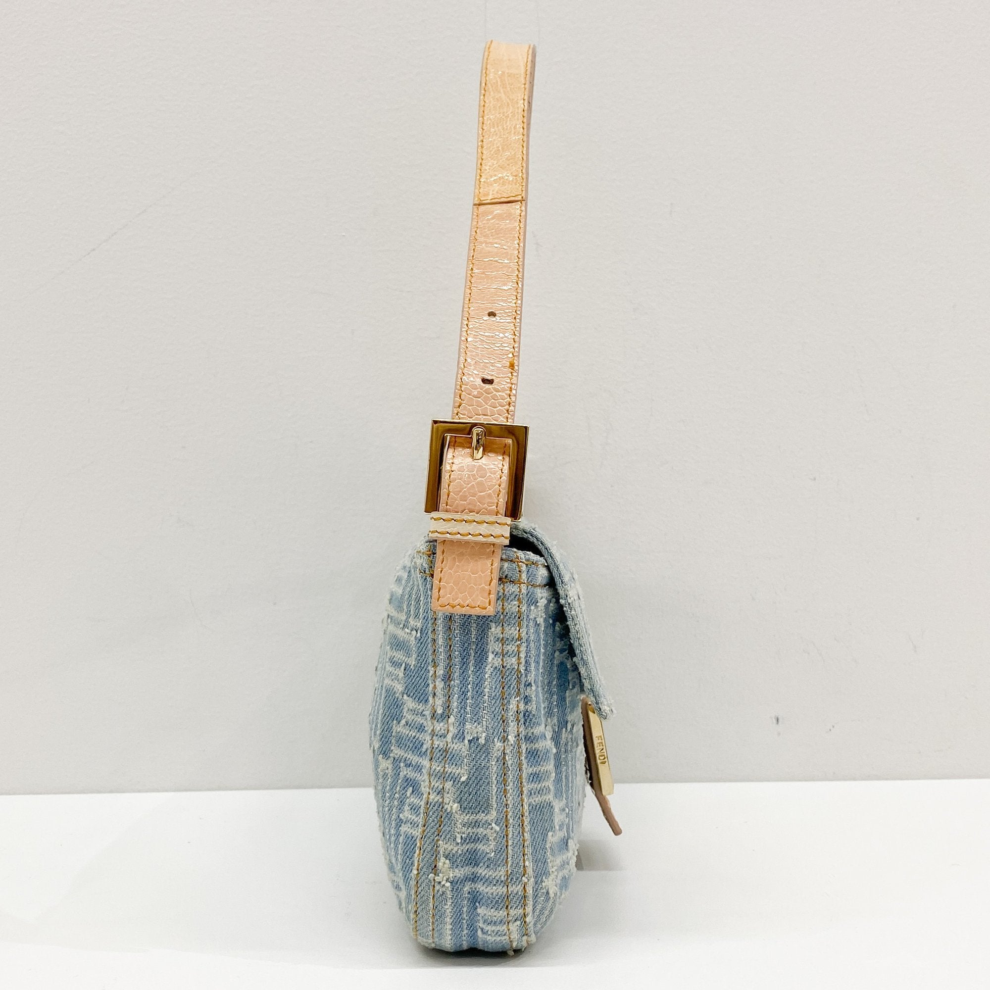 Baguette Blue Denim Shoulder Bag