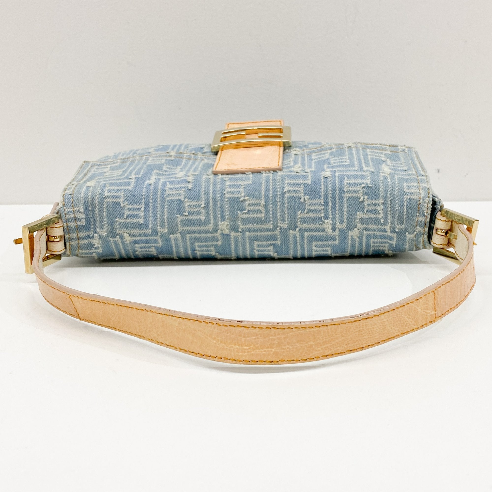 Baguette Blue Denim Shoulder Bag