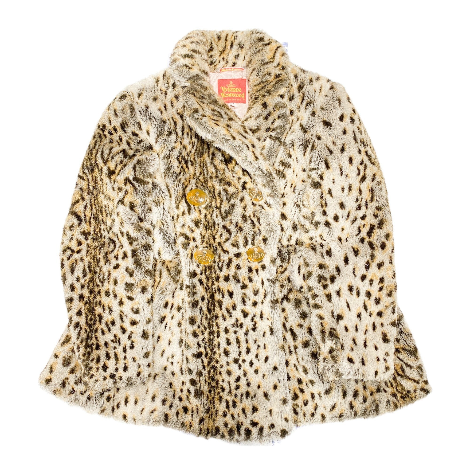Size 10 US Beige Leopard Faux Fur Jacket