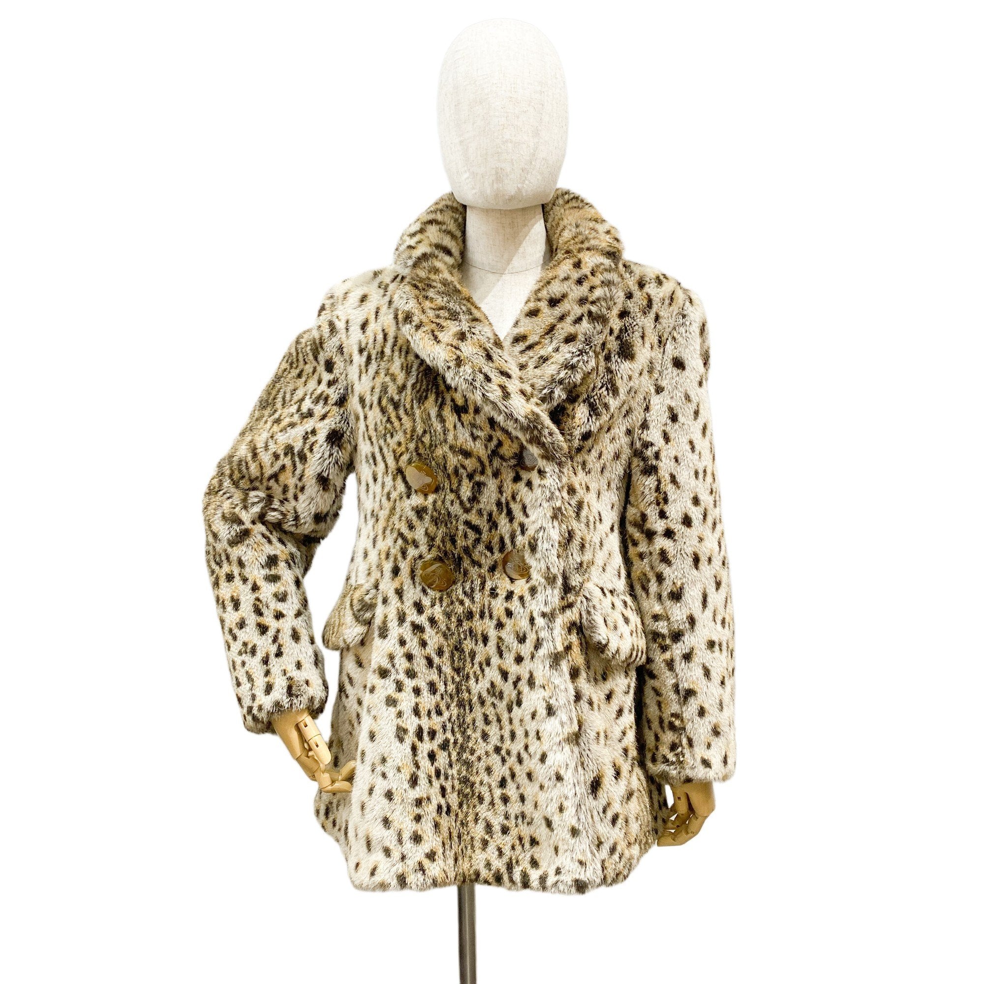 Size 10 US Beige Leopard Faux Fur Jacket