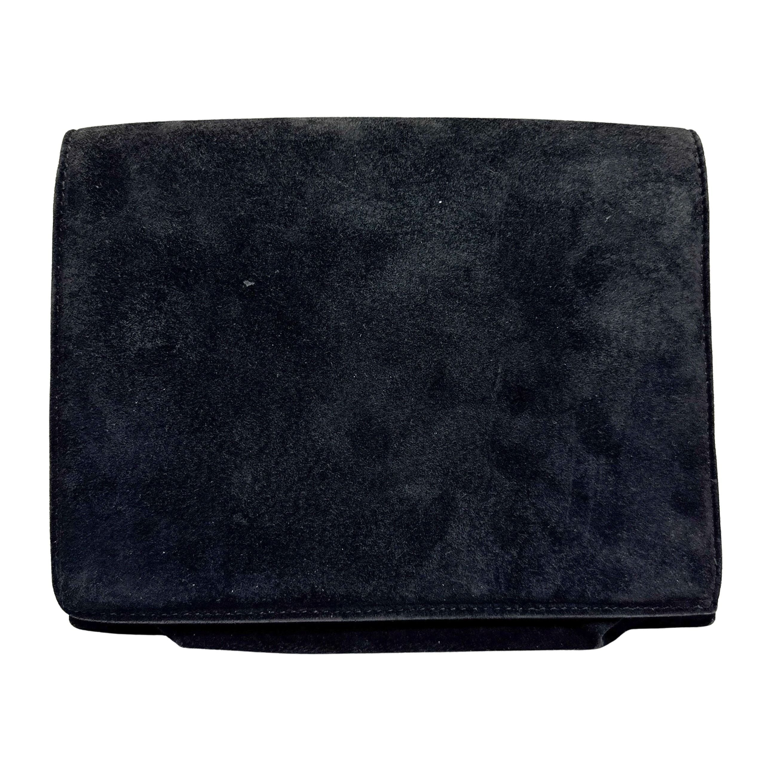 Black Heart Hardware Suede Chain Shoulder Bag