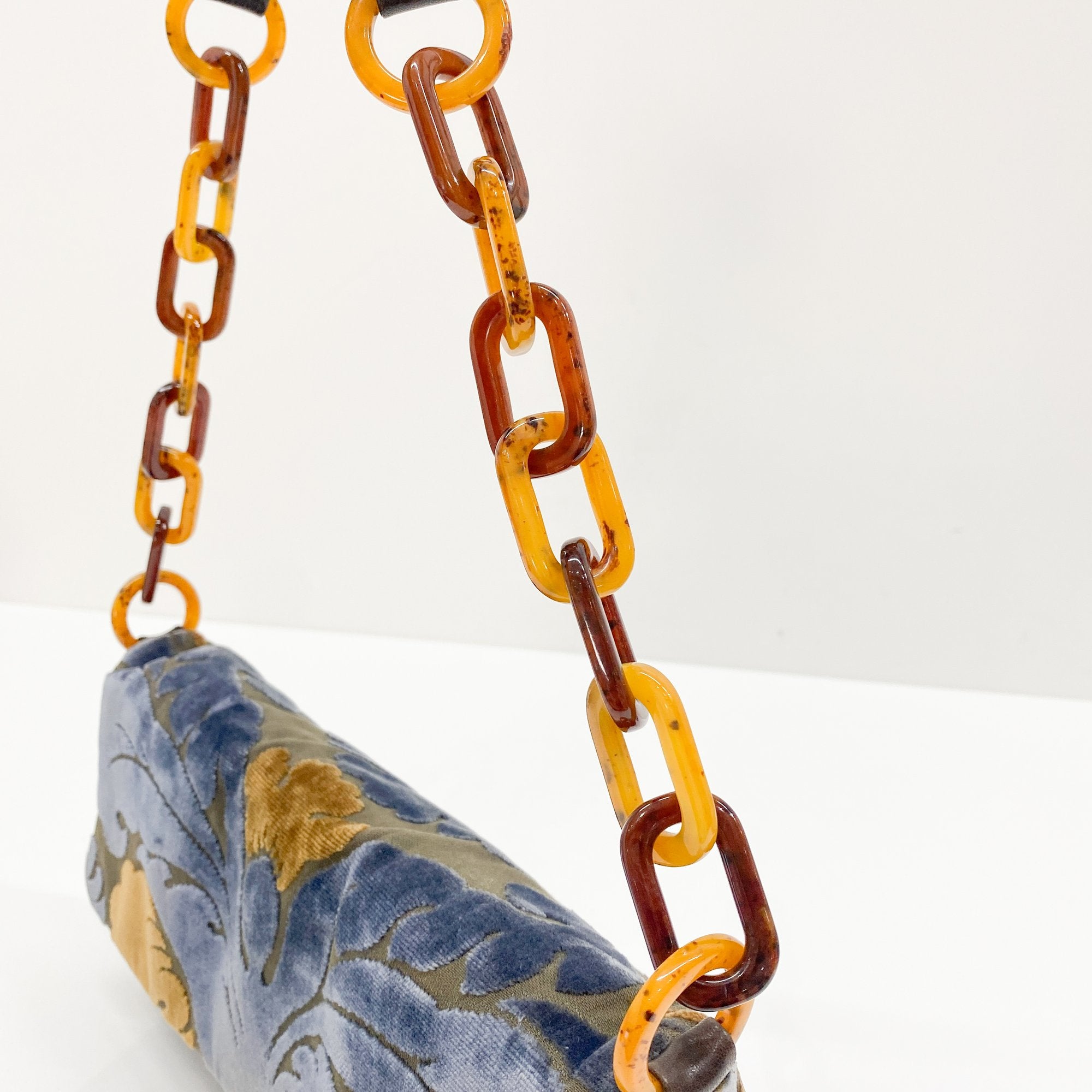 Multi-color Embroidered Velvet Chain Shoulder Bag