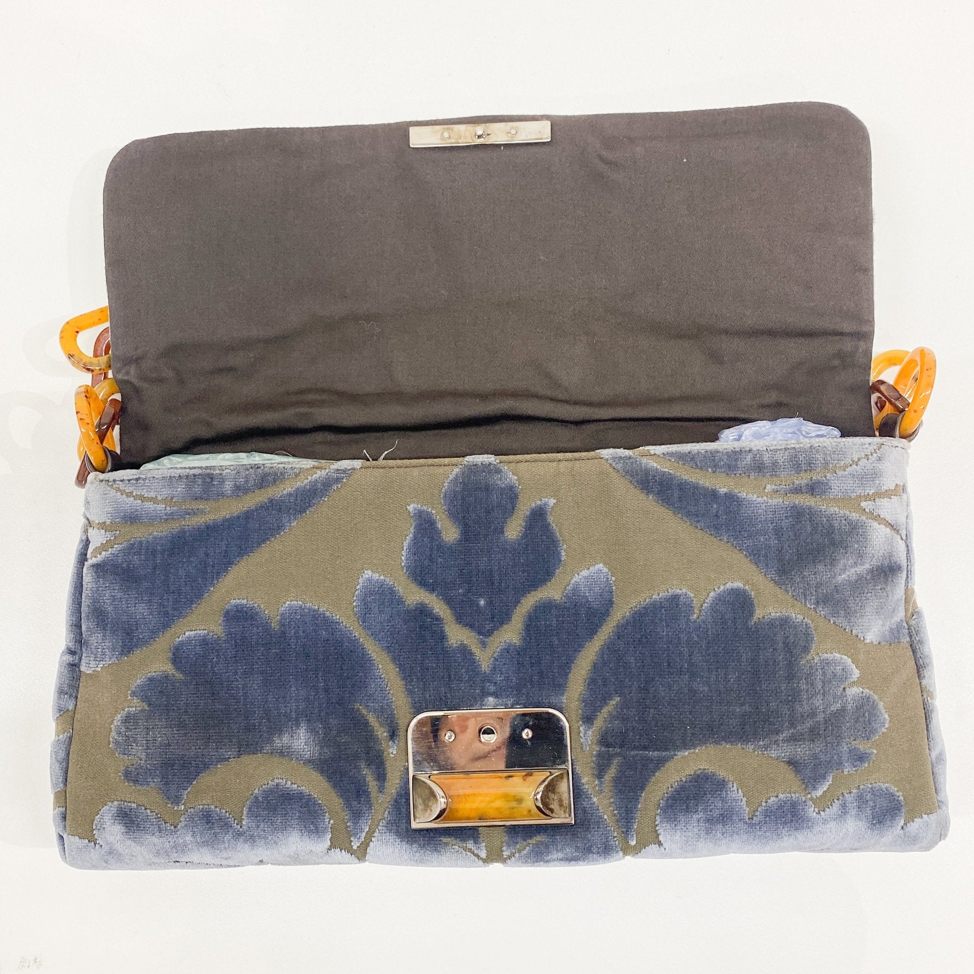 Multi-color Embroidered Velvet Chain Shoulder Bag