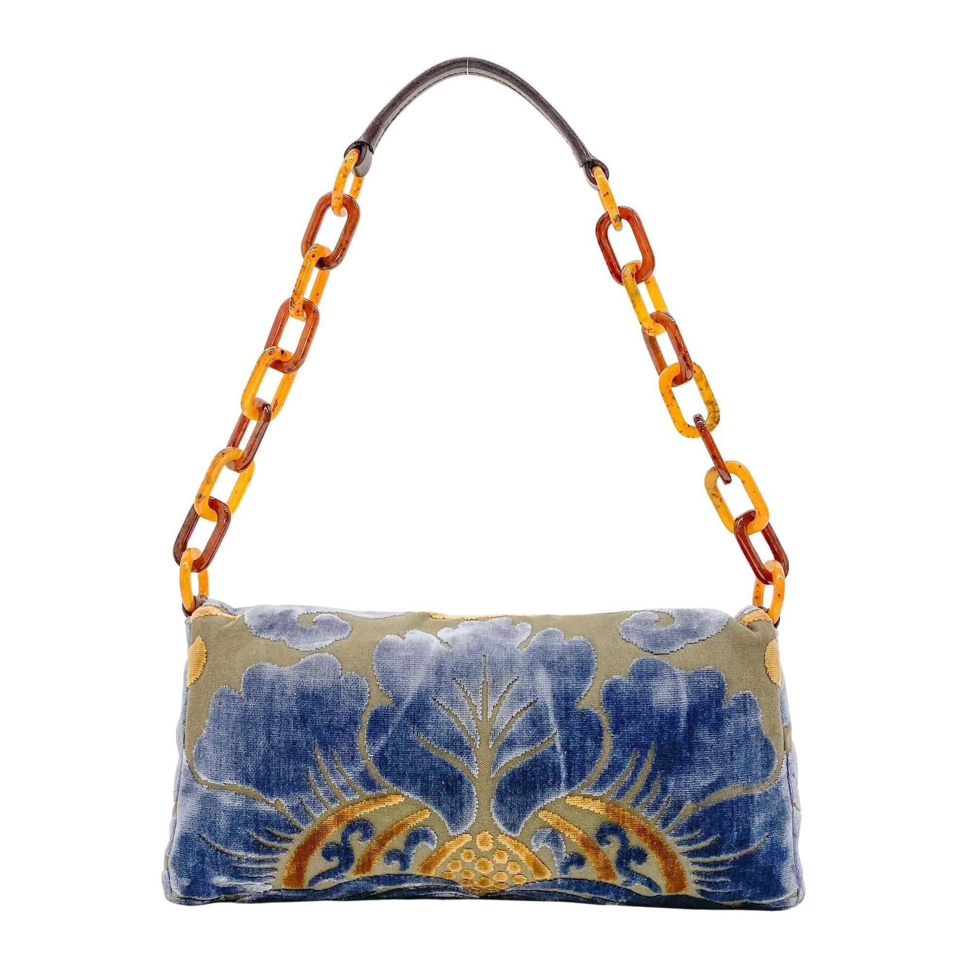 Multi-color Embroidered Velvet Chain Shoulder Bag