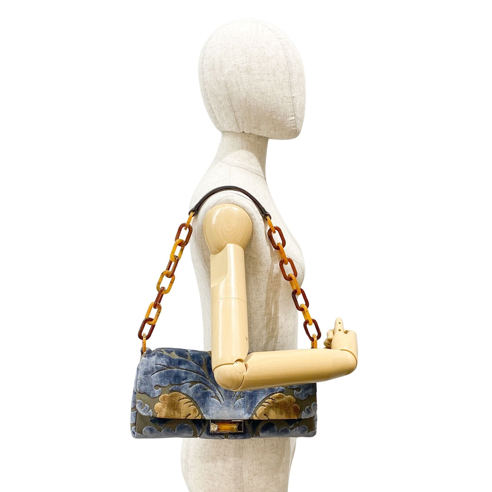 Multi-color Embroidered Velvet Chain Shoulder Bag