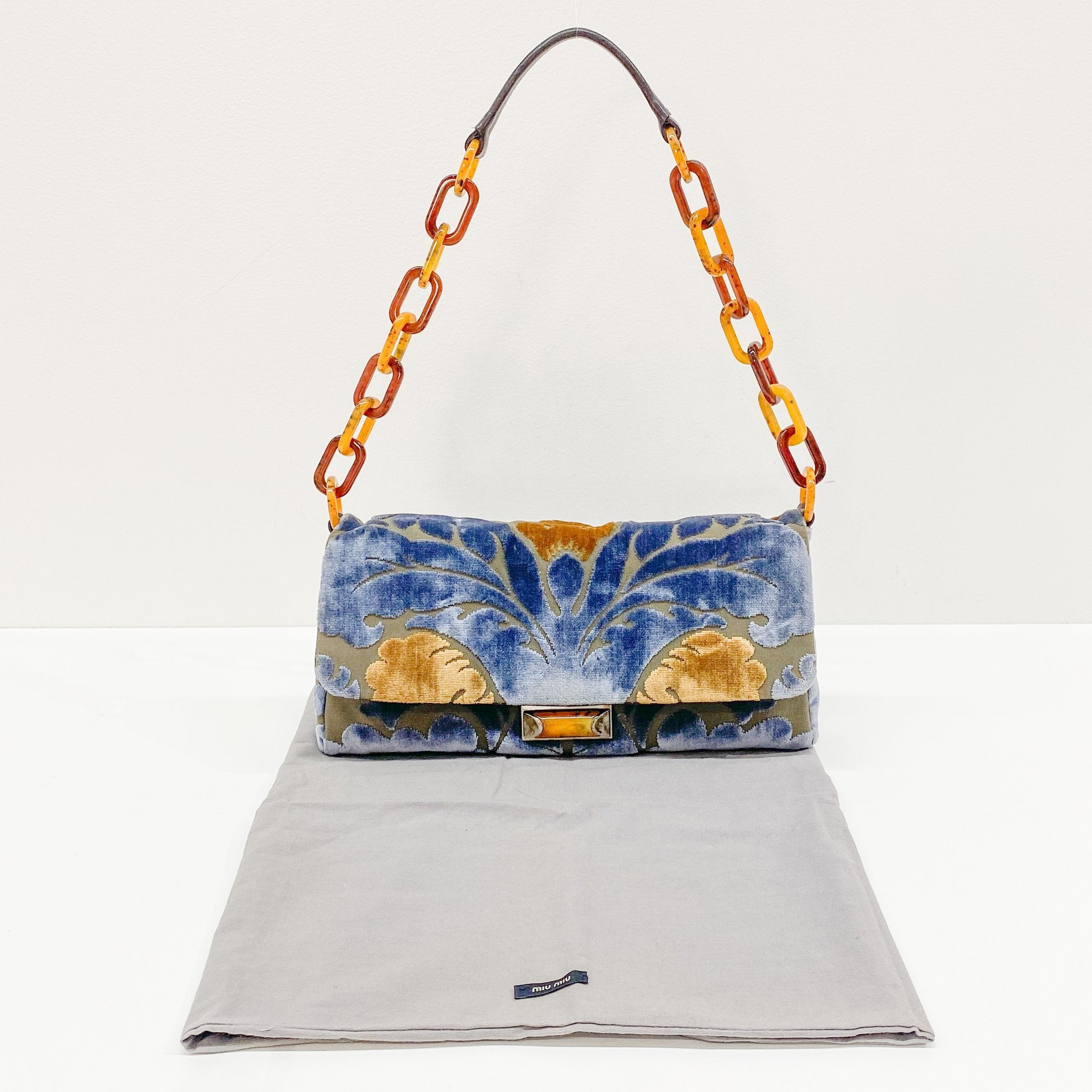 Multi-color Embroidered Velvet Chain Shoulder Bag