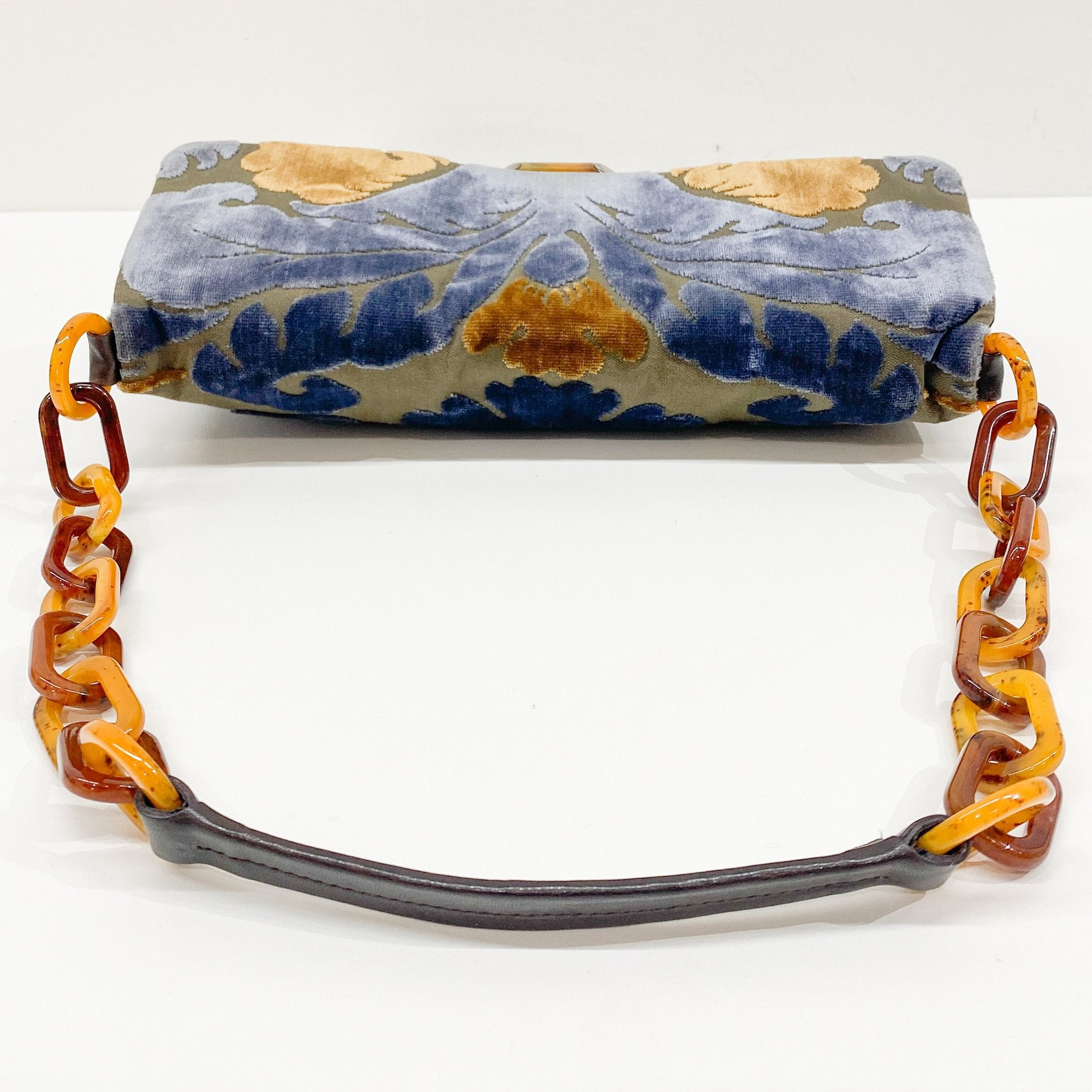 Multi-color Embroidered Velvet Chain Shoulder Bag