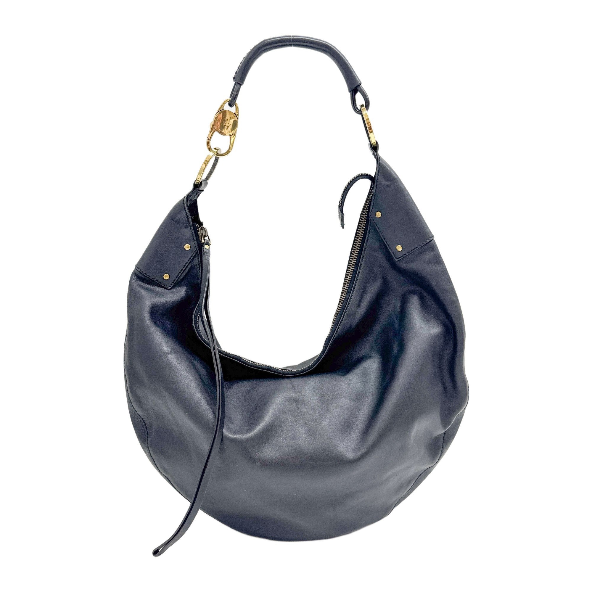 Black Leather Hobo Bag