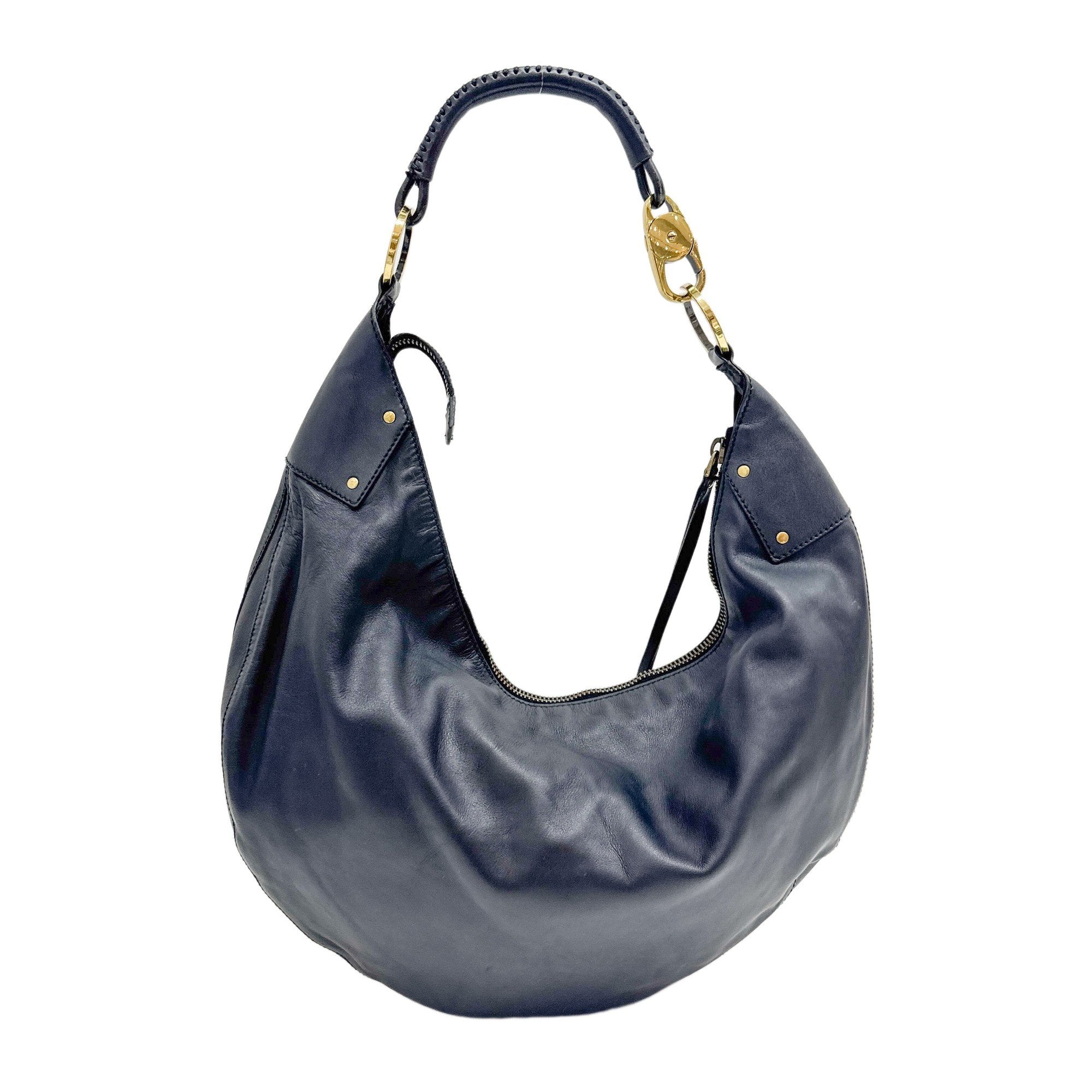 Black Leather Hobo Bag