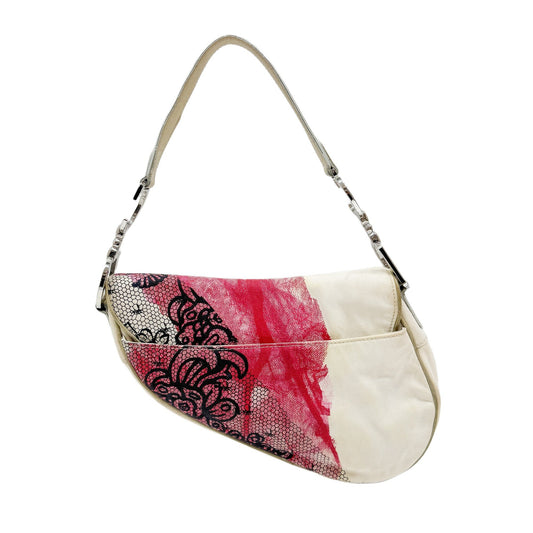 Saddle Multi-color Floral Print Canvas Shoulder Bag