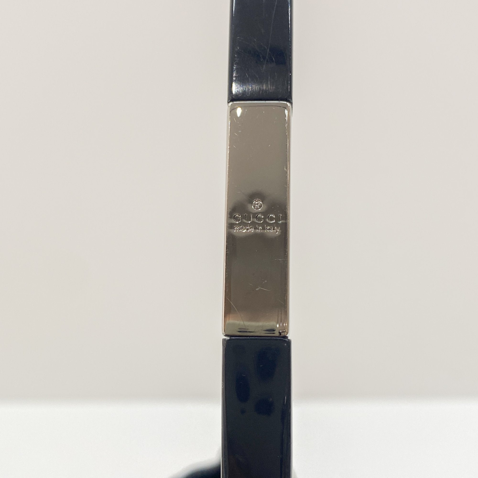 Black Leather with Acrylic Handle Tote Bag