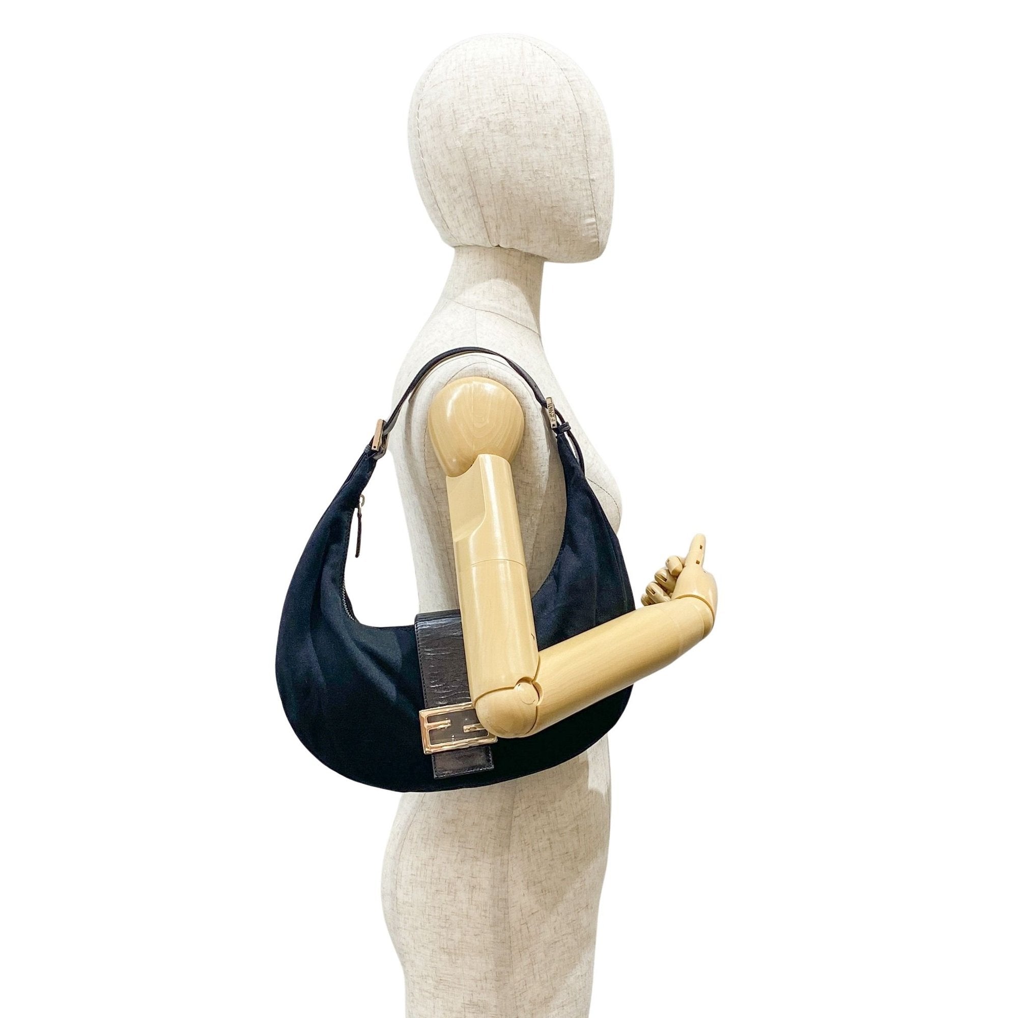 Croissant Black Neoprene Shoulder Bag