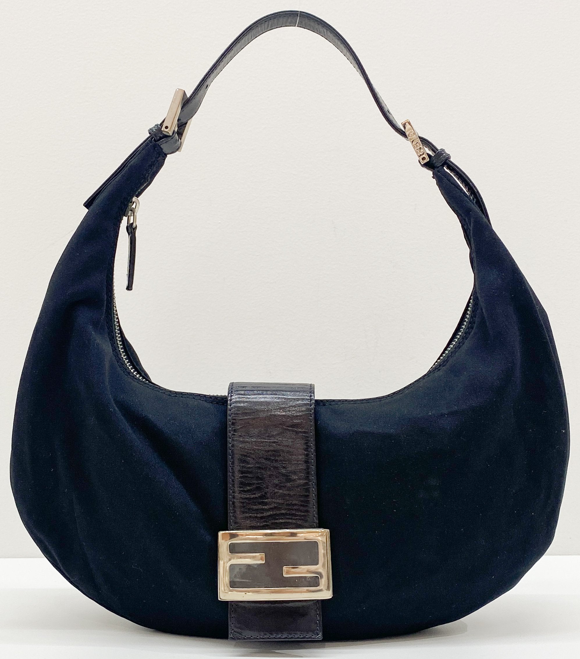 Croissant Black Neoprene Shoulder Bag