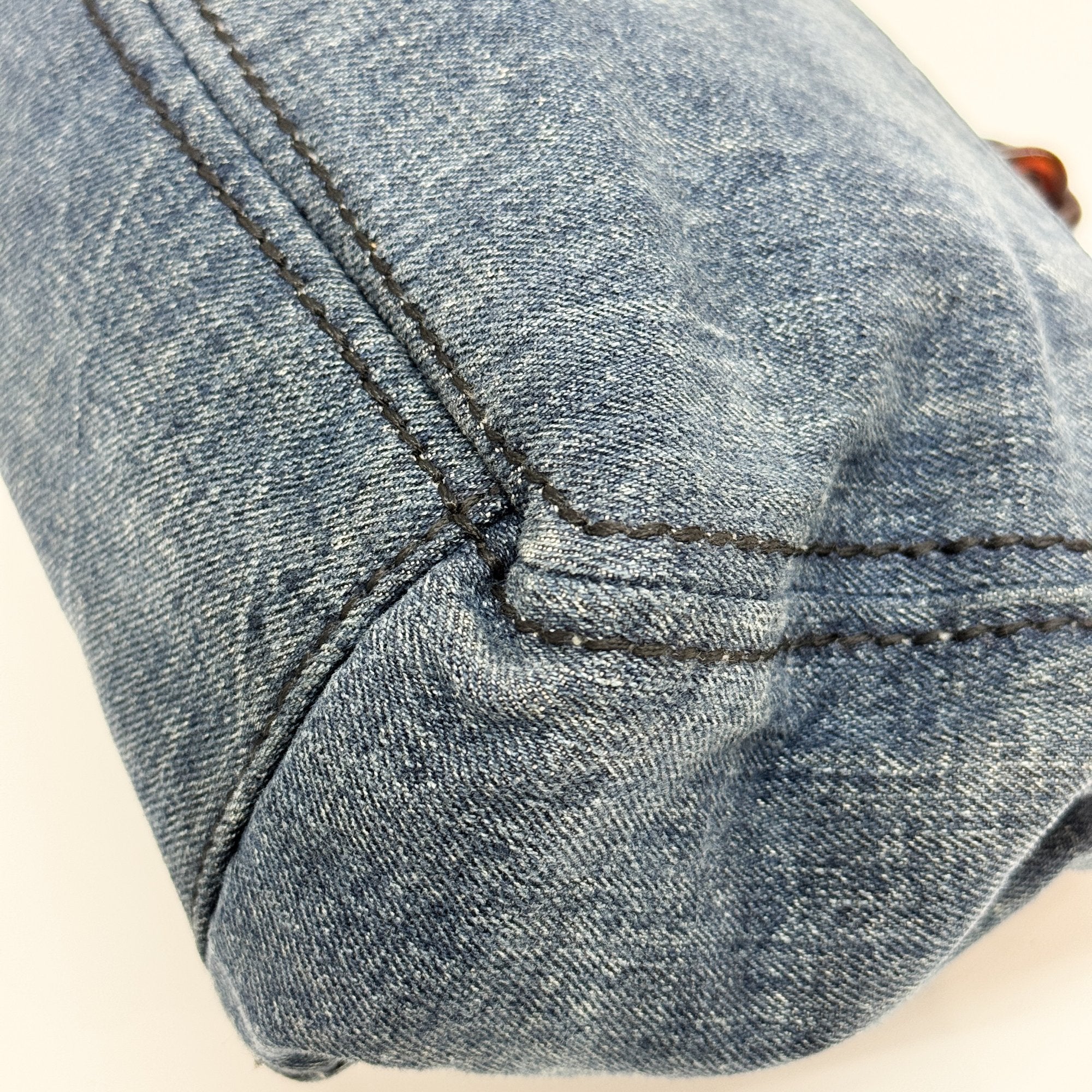 Crocodile Embossed Blue Denim Chain Shoulder Bag