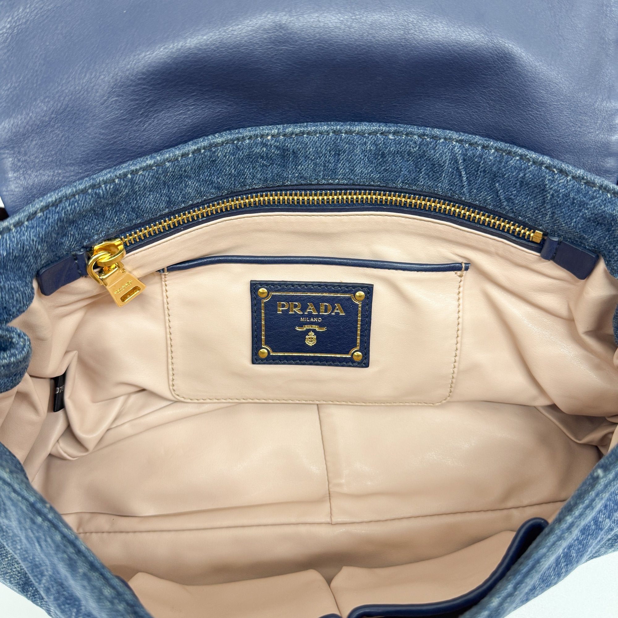 Crocodile Embossed Blue Denim Chain Shoulder Bag