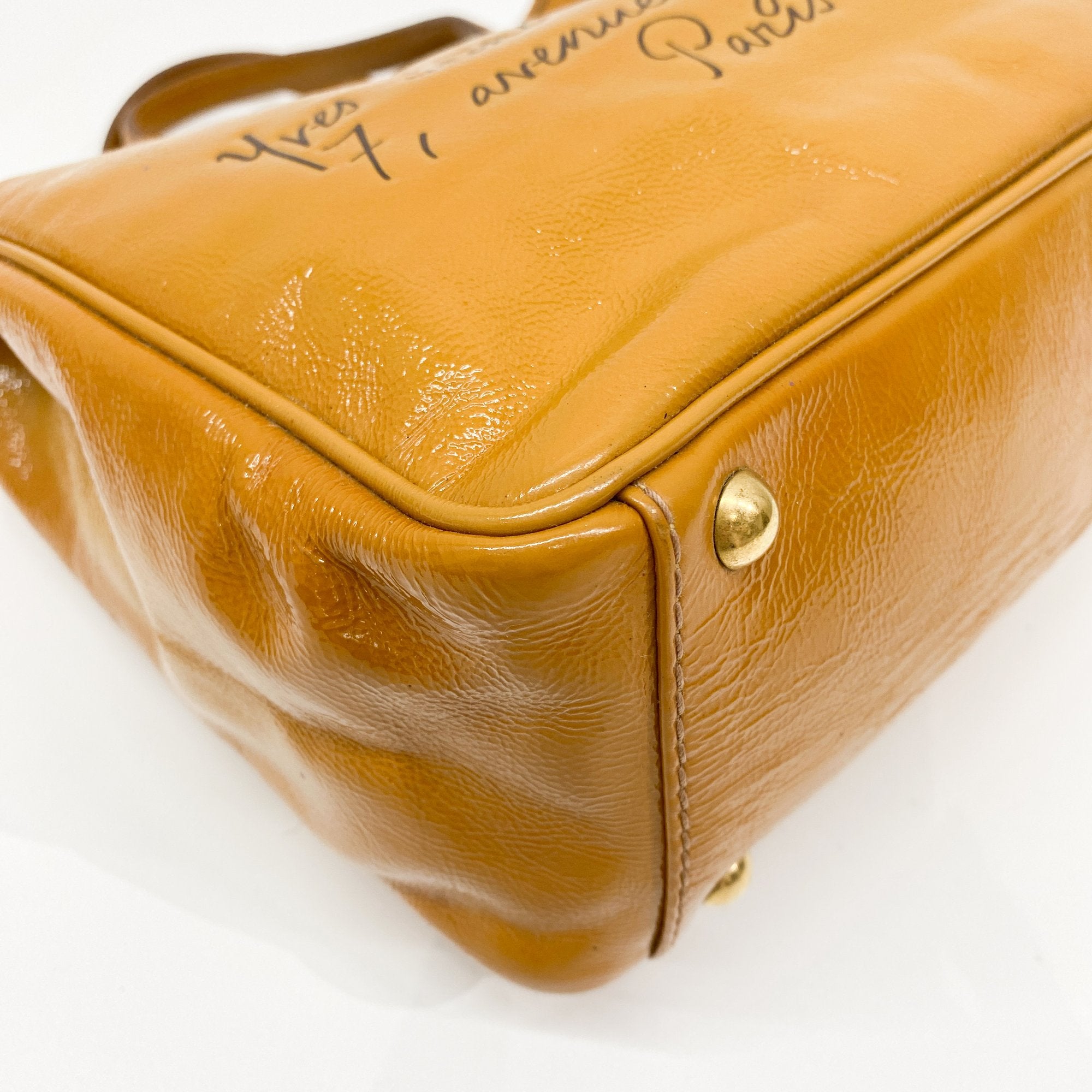 Y-Mail Caramel Brown Patent Leather Tote Bag