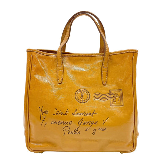 Y-Mail Caramel Brown Patent Leather Tote Bag