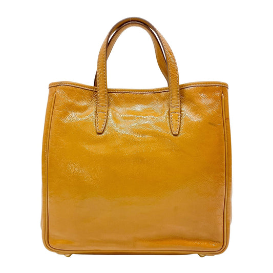 Y-Mail Caramel Brown Patent Leather Tote Bag