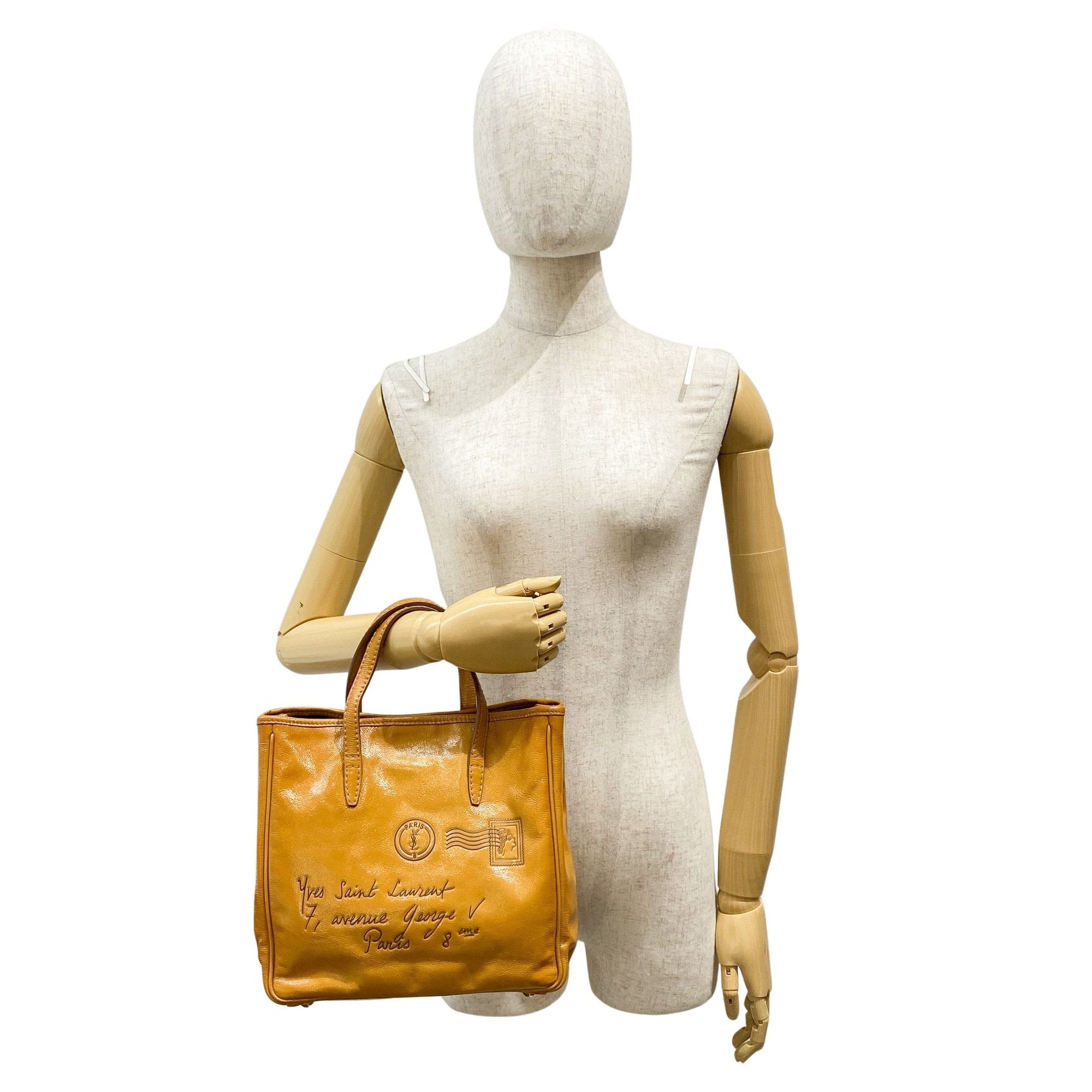 Y-Mail Caramel Brown Patent Leather Tote Bag