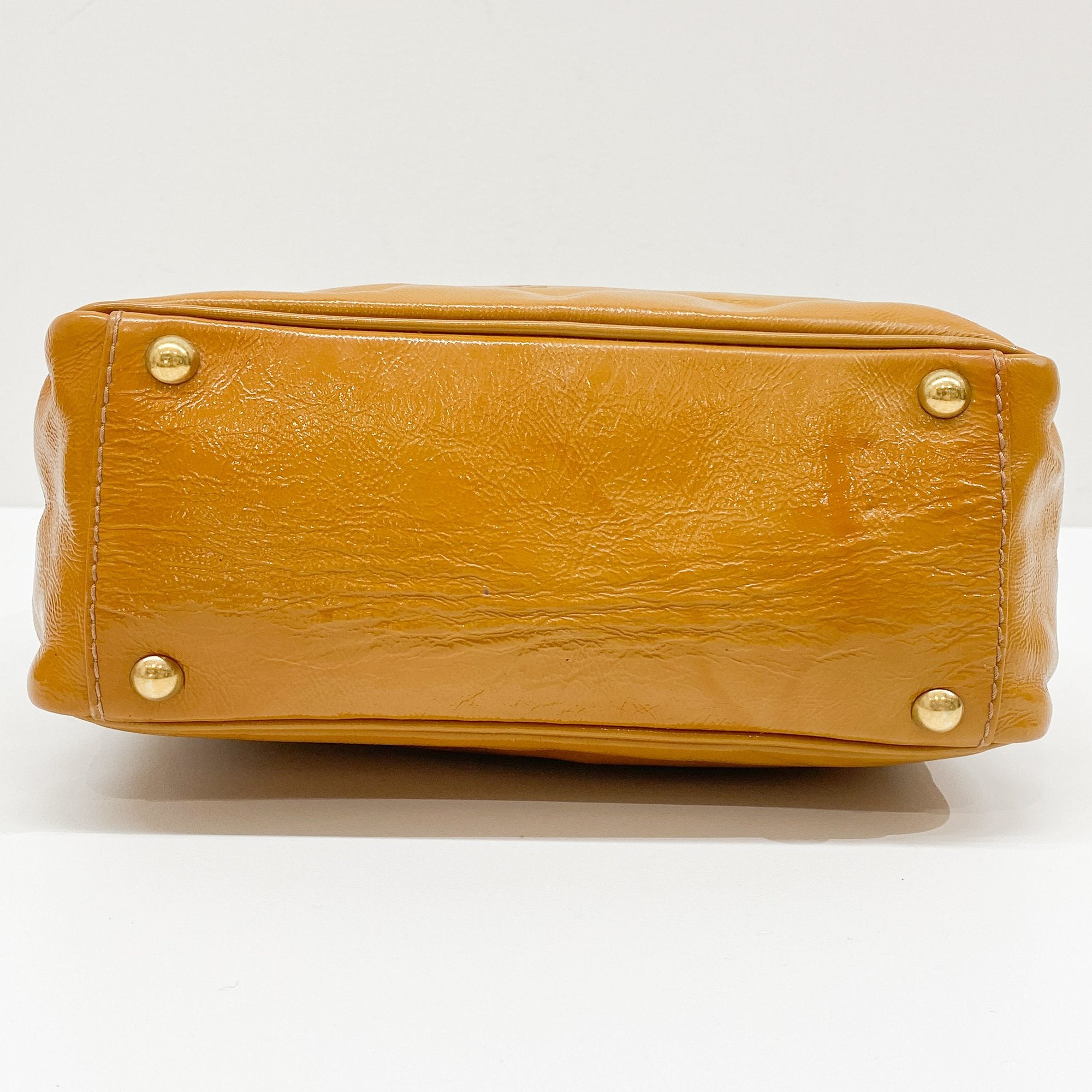 Y-Mail Caramel Brown Patent Leather Tote Bag