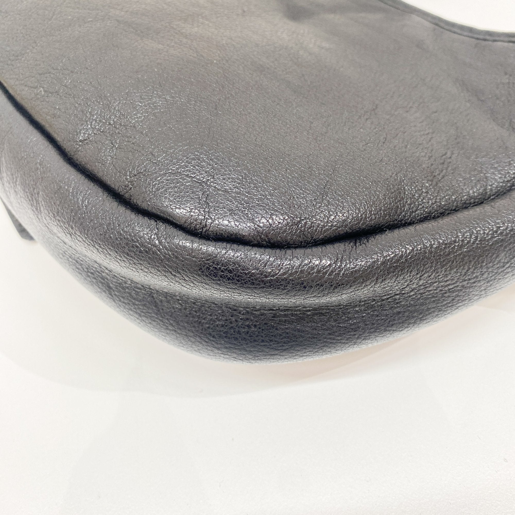 Black Leather with Gold Studs Shoulder Bag