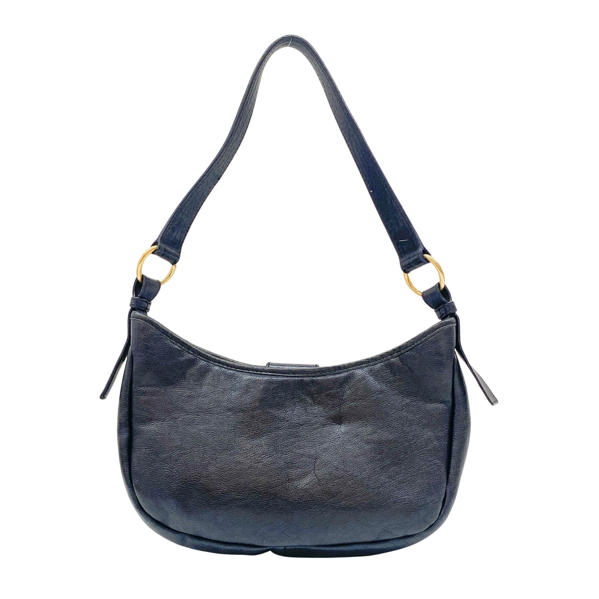 Black Leather with Gold Studs Shoulder Bag