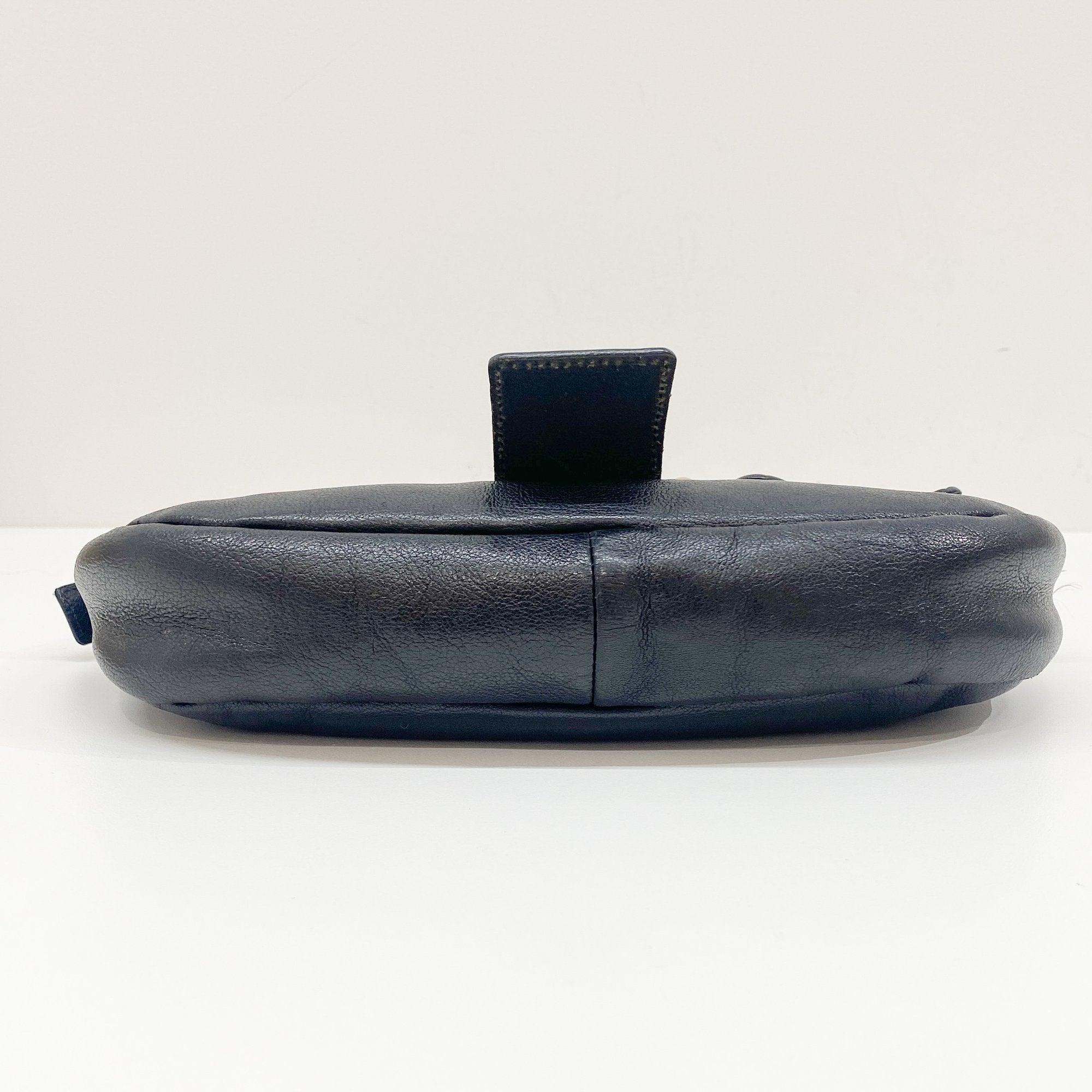 Black Leather with Gold Studs Shoulder Bag