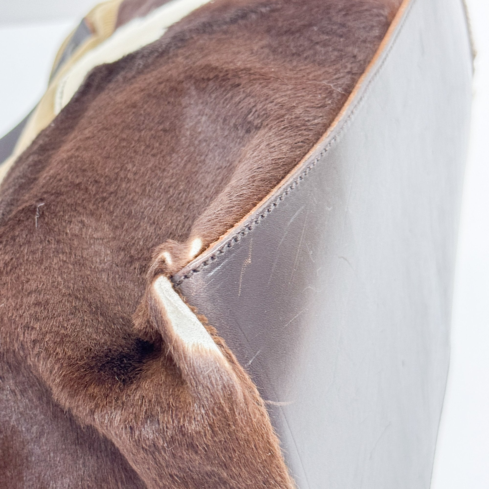 Multi-color Cashmere and Pony Hair Shoulder Bag