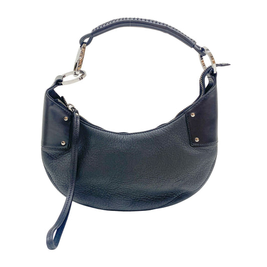 Horsebit Black Leather Shoulder Bag