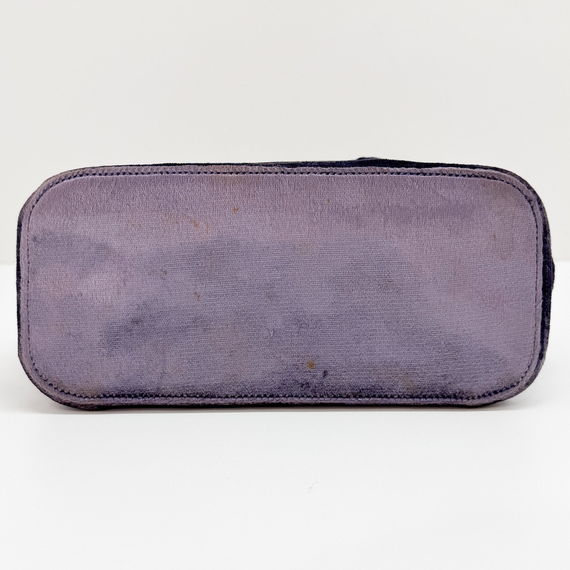 Metal Handle Purple Velvet Shoulder Bag