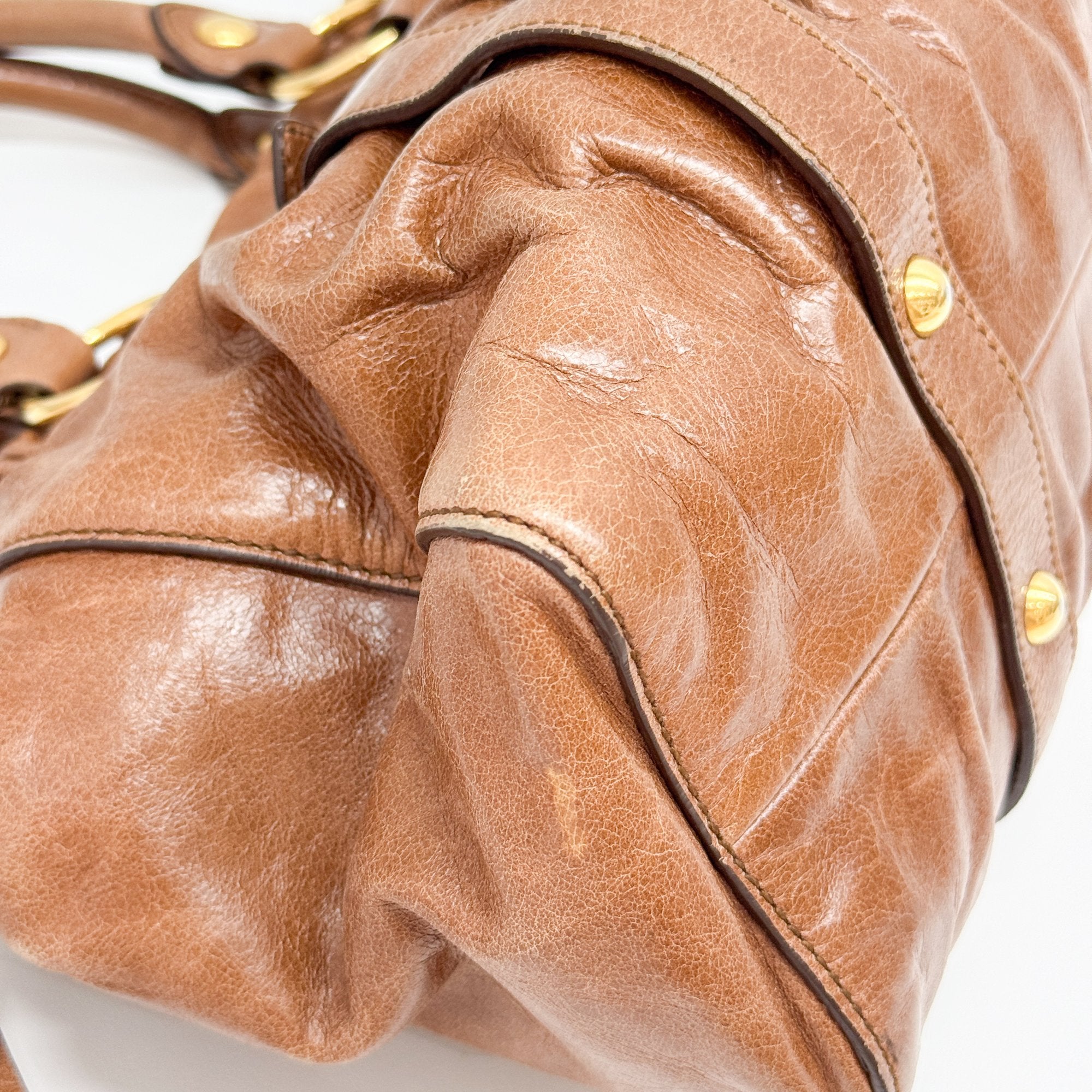 Vitello Brown Calfskin Leather Two Way Bag