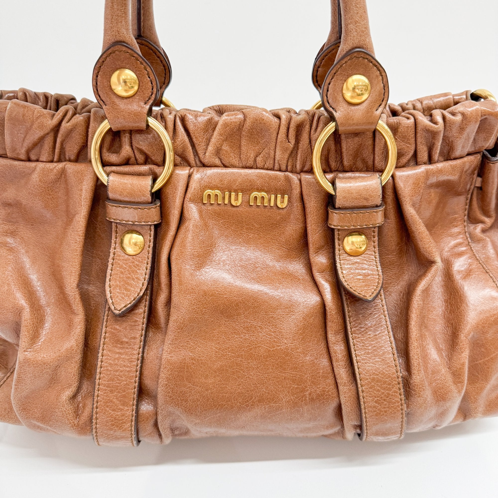 Vitello Brown Calfskin Leather Two Way Bag