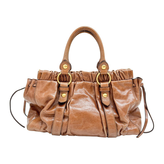 Vitello Brown Calfskin Leather Two Way Bag