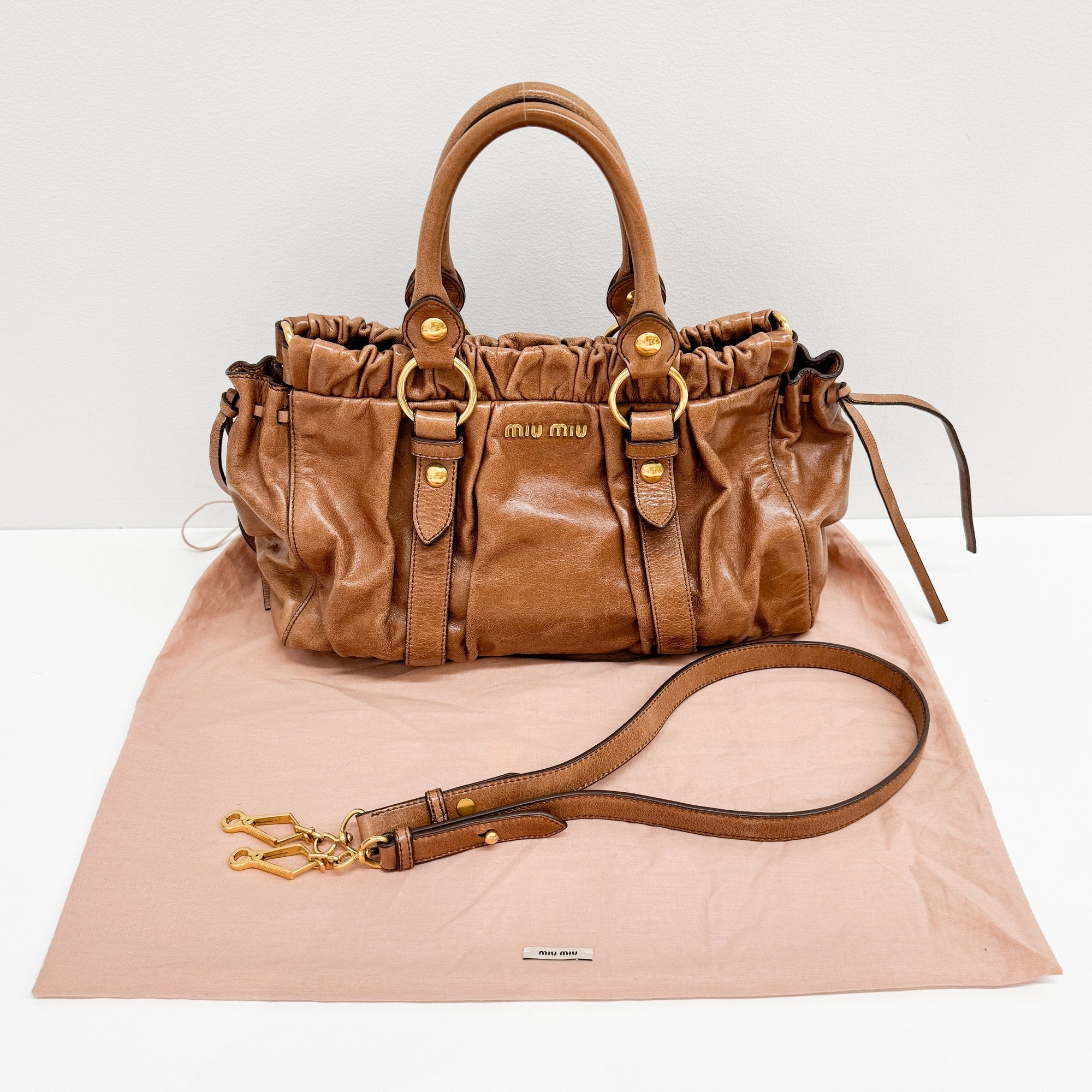 Vitello Brown Calfskin Leather Two Way Bag
