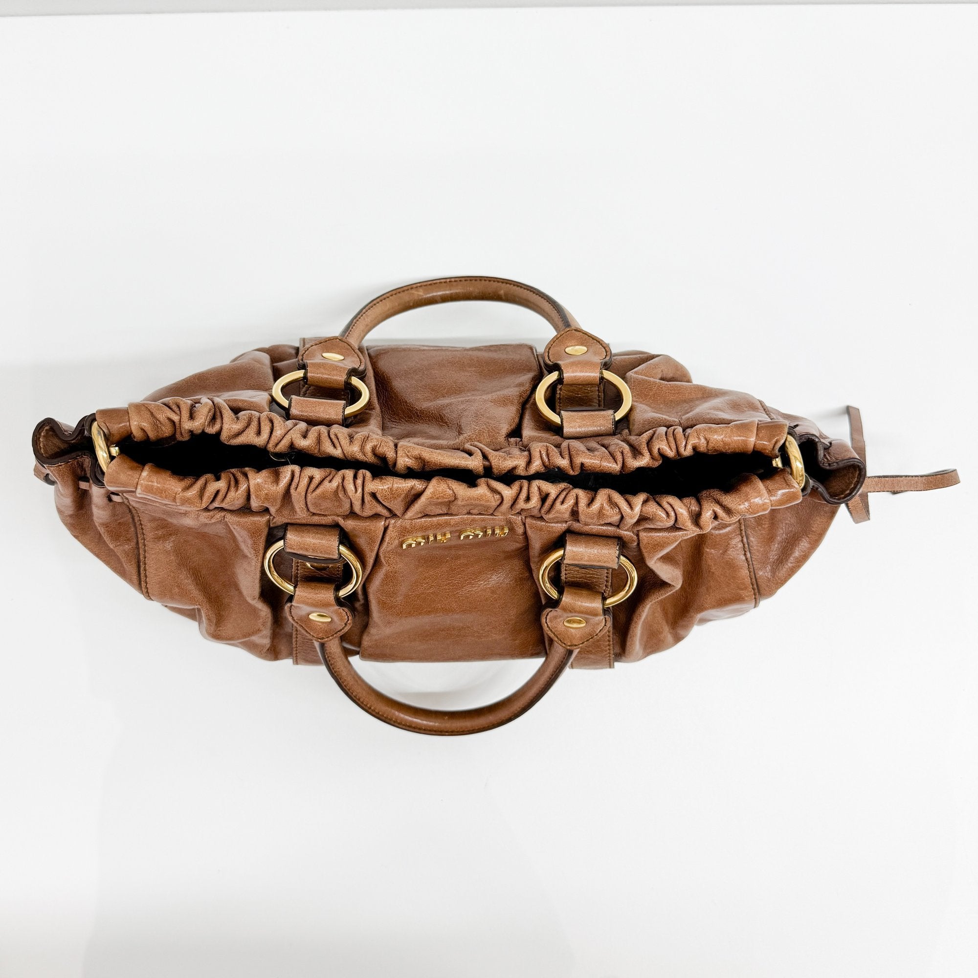 Vitello Brown Calfskin Leather Two Way Bag