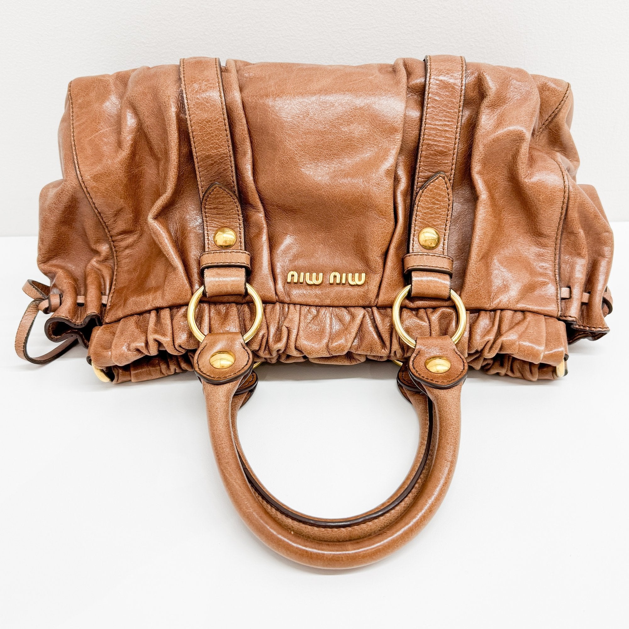 Vitello Brown Calfskin Leather Two Way Bag