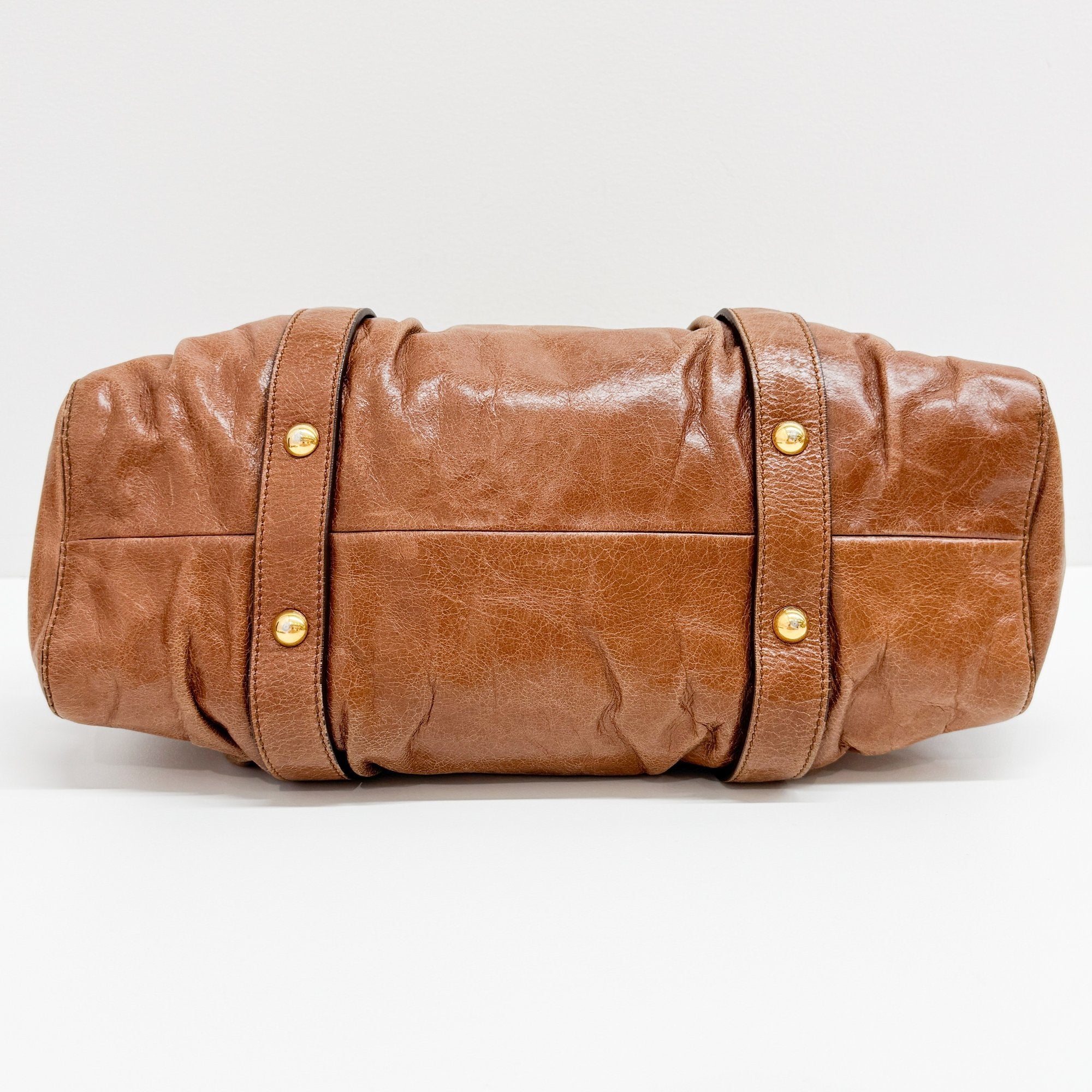 Vitello Brown Calfskin Leather Two Way Bag